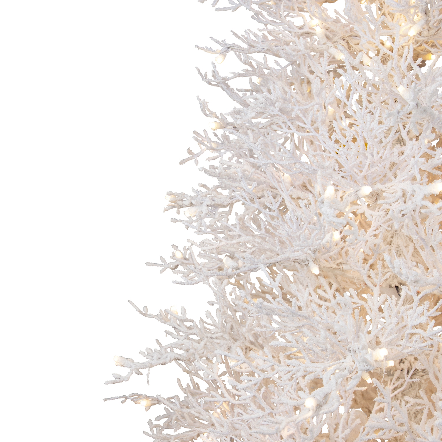 Pre-Lit Flocked Twig Artificial Christmas Tree - 6.5' - Warm White LED