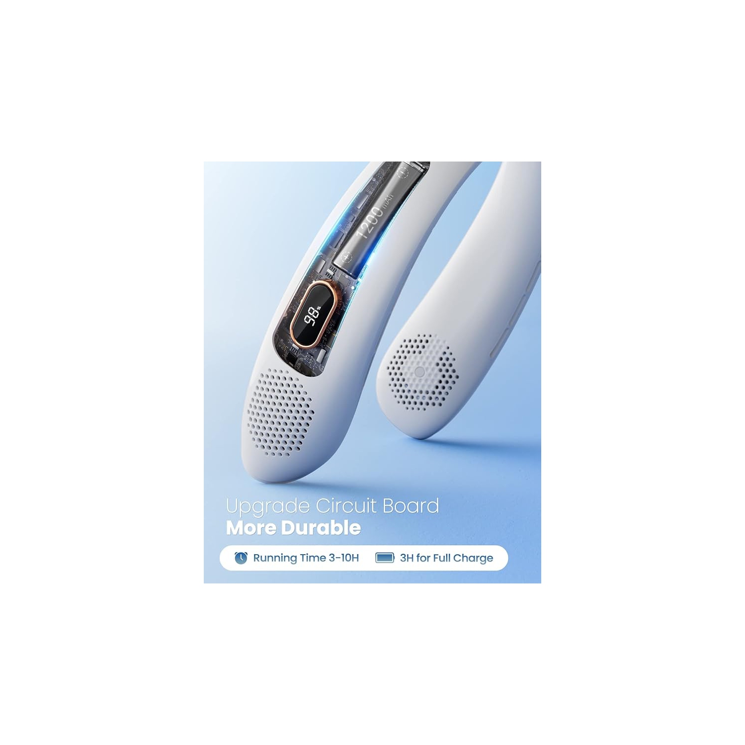 Portable Neck Fan with LED Display, 3 Speeds, 4000mAh Rechargeable Battery, Low Noise, Hands-Free Cooling for Travel, Work, Indoor & Outdoor