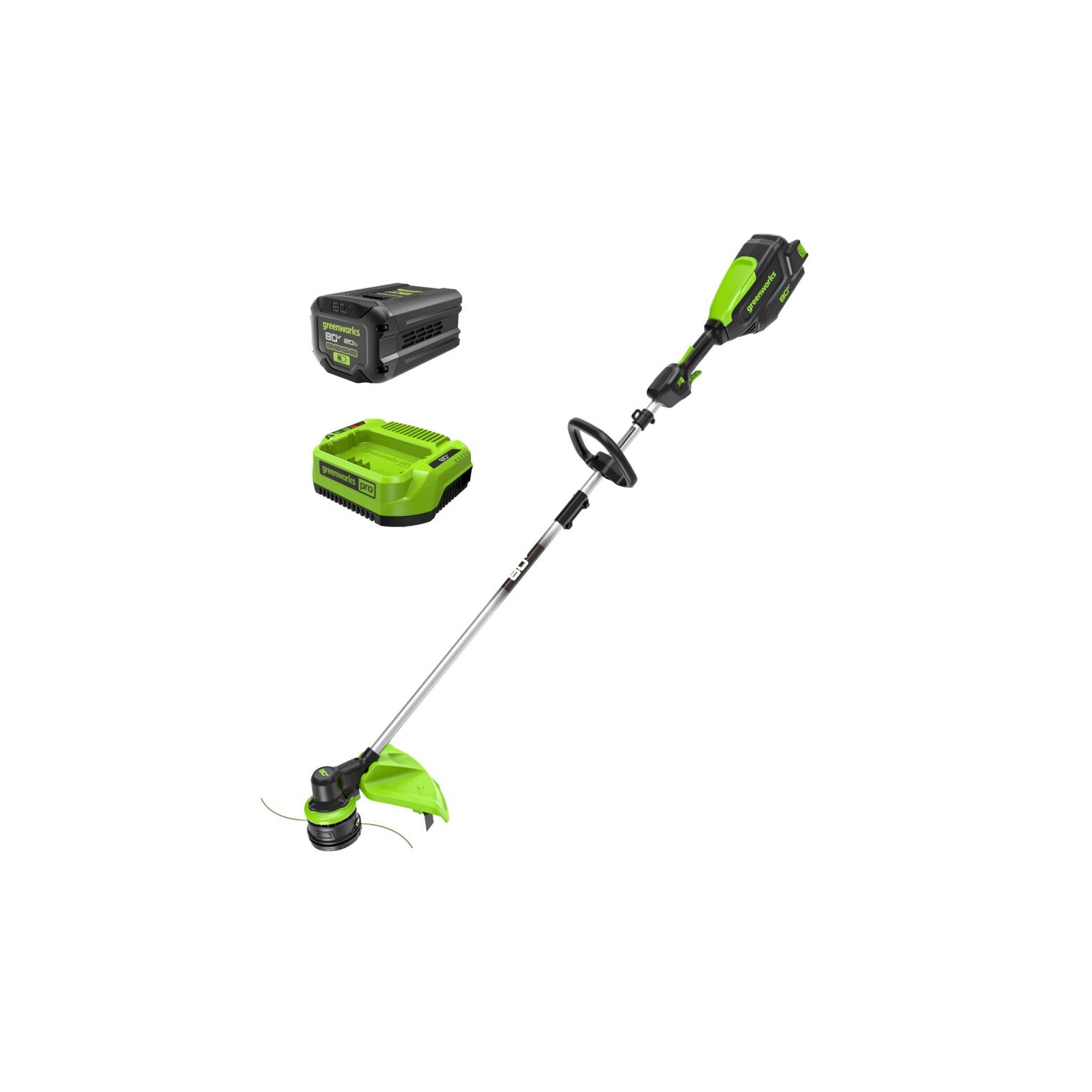 Greenworks 80V 16" Brushless Cordless String Trimmer, 2.0 AH Battery and Charger Included [75+ Compatible Tools]