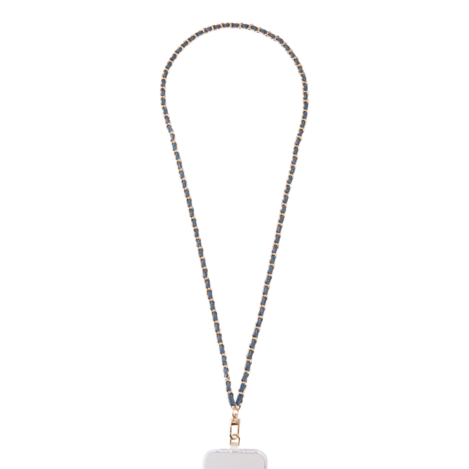 Artikl Denim & Metal Chain Phone Strap - Medium Blue