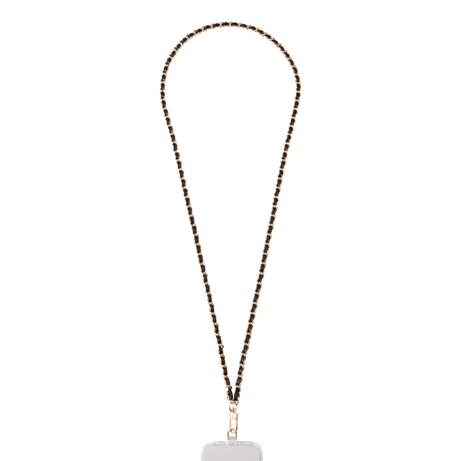 Bracelet de téléphone en cuir végétalien et chaîne en métal d'Artikl - Noir et doré