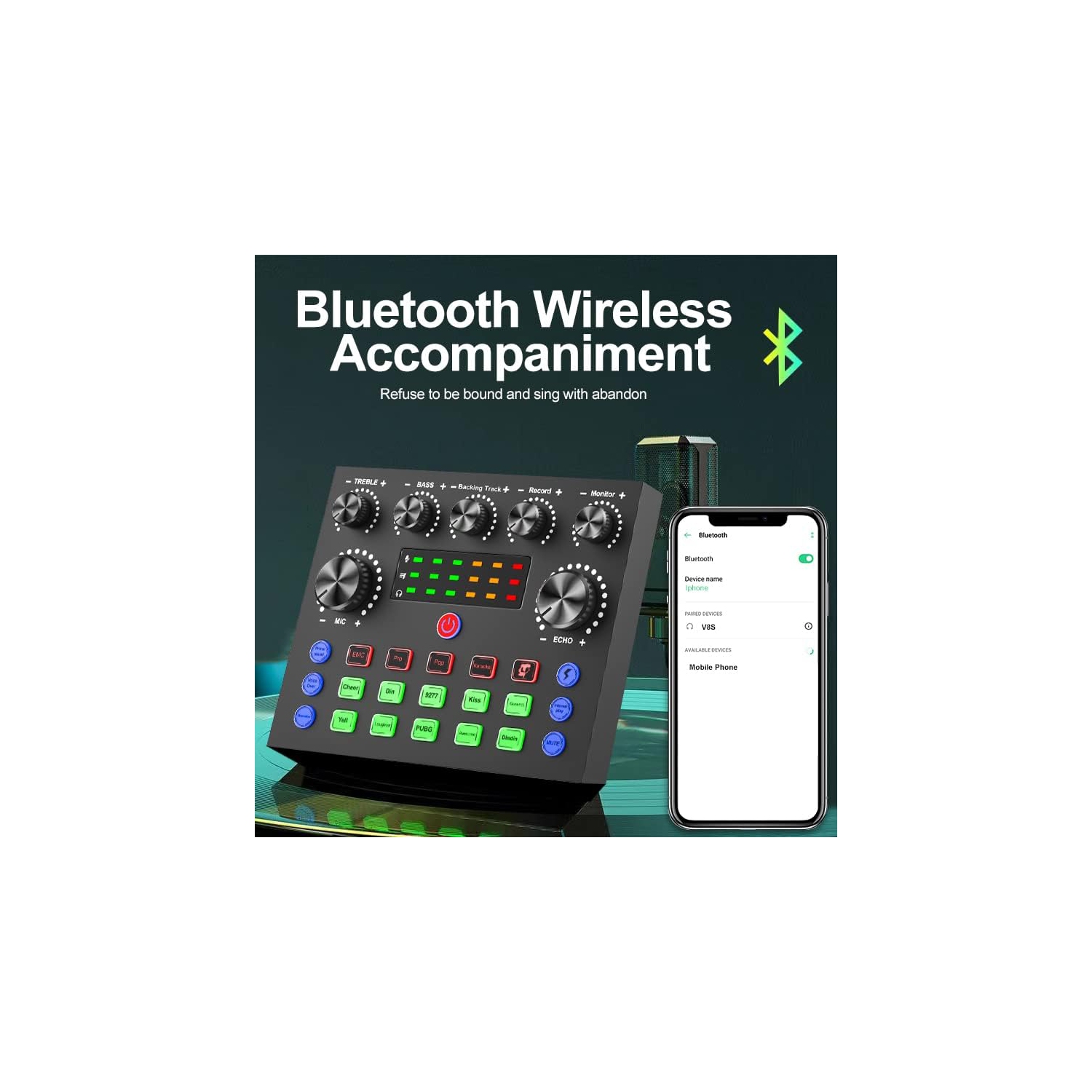 Podcast Recording Equipment with Voice changer,Podcast Mixer,Sound Card,DJ Audio Mixer Interface for PC Game Live Streaming or Podcast/Live Sound