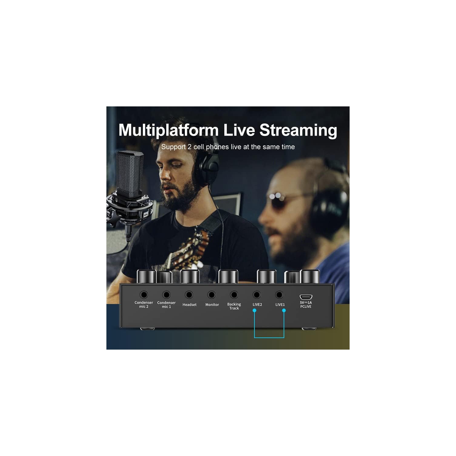 Podcast Recording Equipment with Voice changer,Podcast Mixer,Sound Card,DJ Audio Mixer Interface for PC Game Live Streaming or Podcast/Live Sound