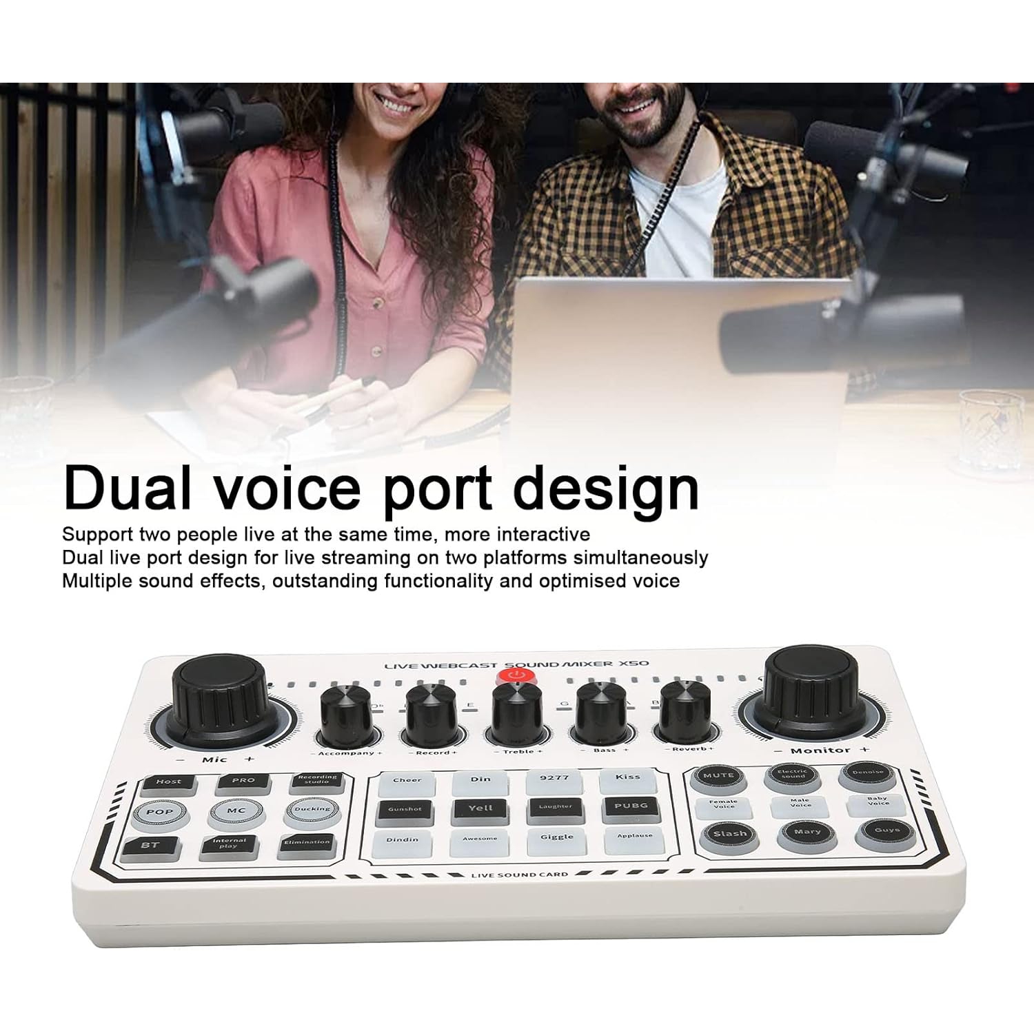 Sound Card for Live Streaming,Audio Mixer,Live Sound Card Equipment for Live Singing Dedicated to Mobile Phones and Computers Universal OTG Digital