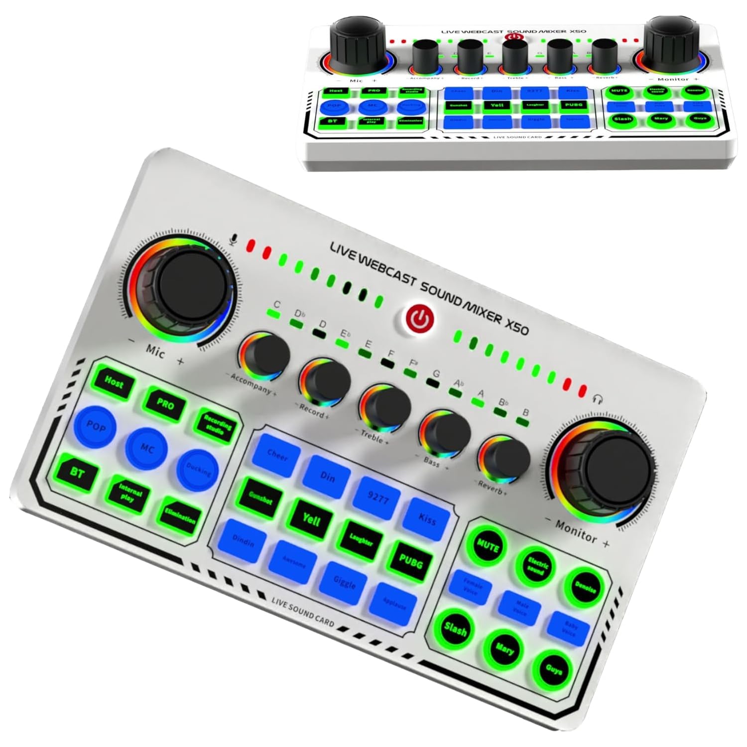 Sound Card for Live Streaming,Audio Mixer,Live Sound Card Equipment for Live Singing Dedicated to Mobile Phones and Computers Universal OTG Digital