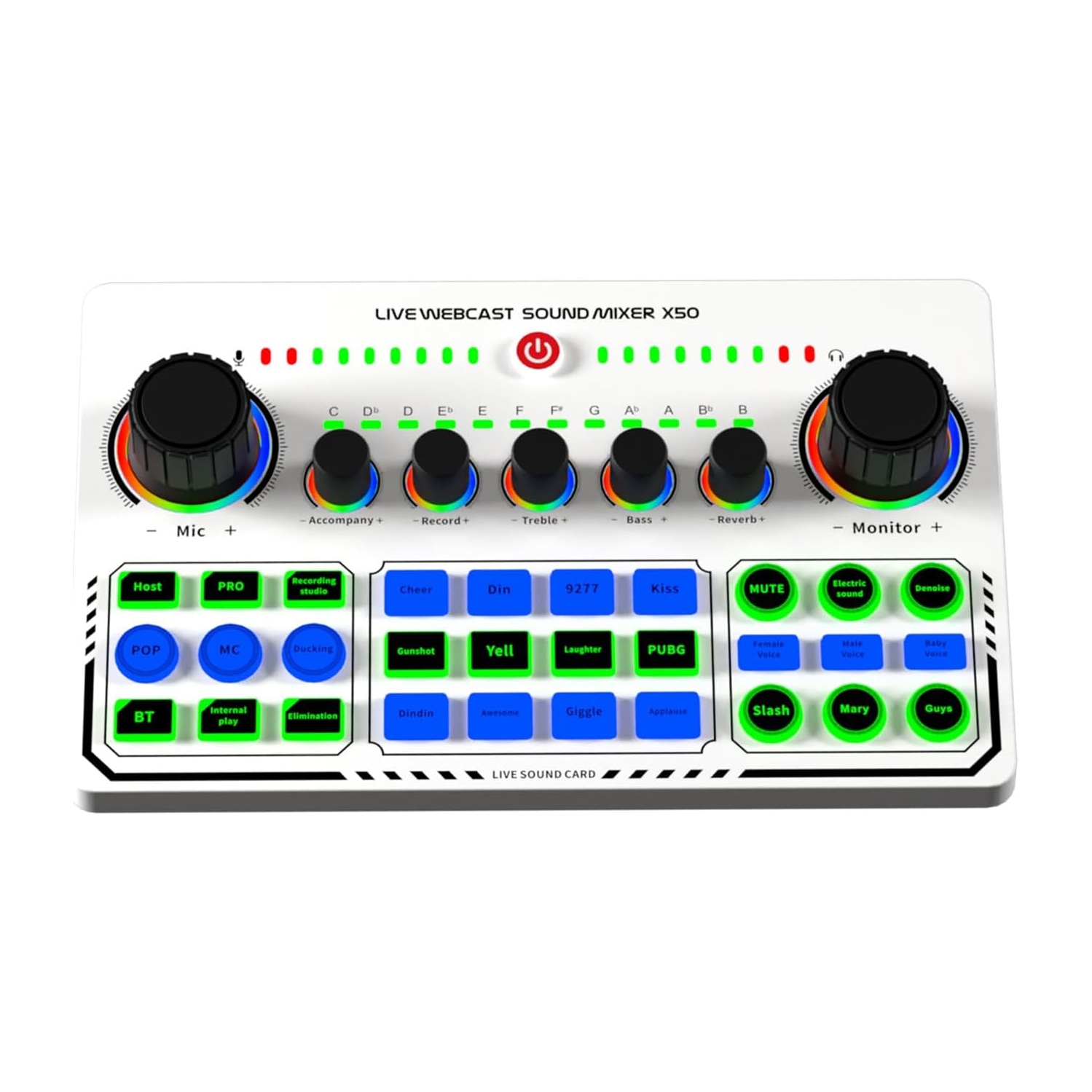 Sound Card for Live Streaming,Audio Mixer,Live Sound Card Equipment for Live Singing Dedicated to Mobile Phones and Computers Universal OTG Digital