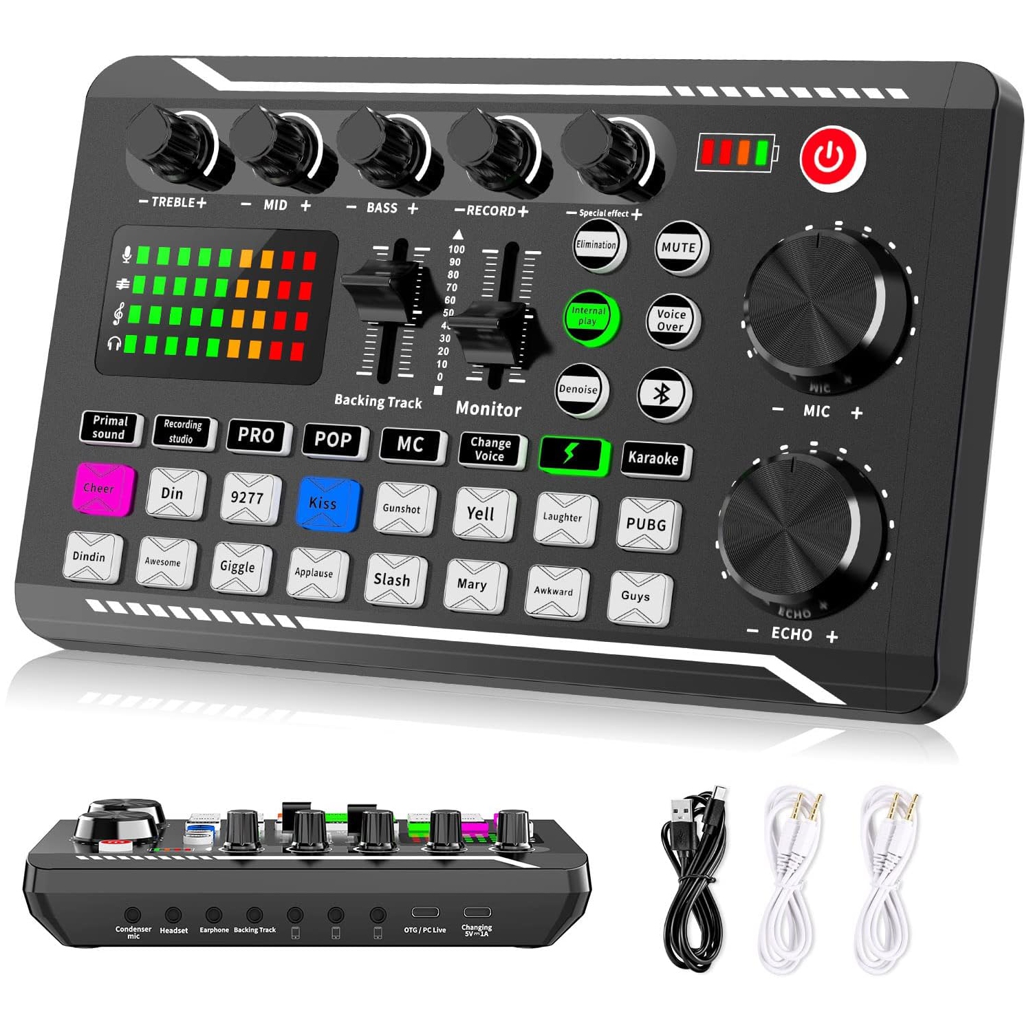 Console de mixage audio Live Sound Card, interface audio Podcast avec effets DJ Mixer, changeur de voix avec effets sonores pour Karaoke Tiktok