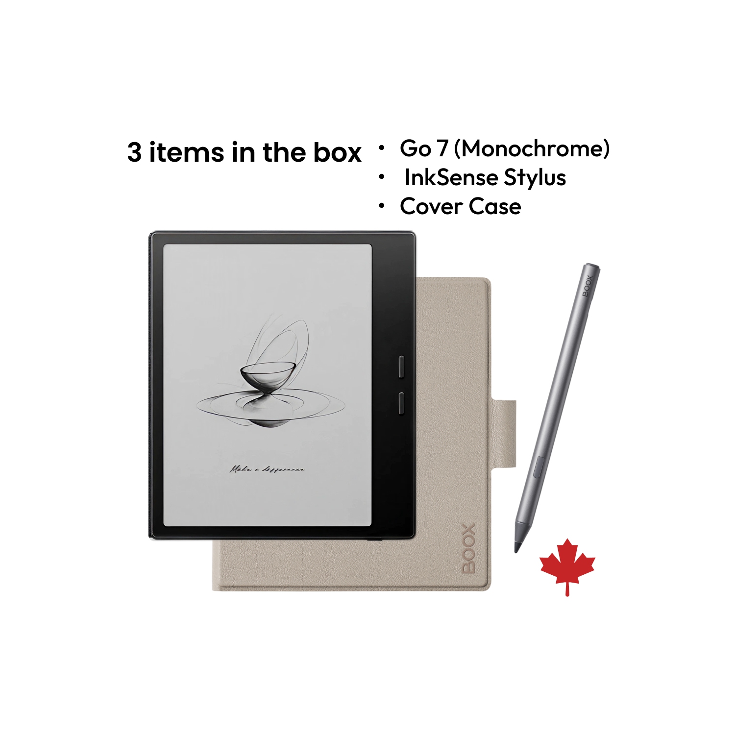 BOOX Go 7 + InkSense Plus Stylus + Beige Magnetic Cover Case with Pen Holder