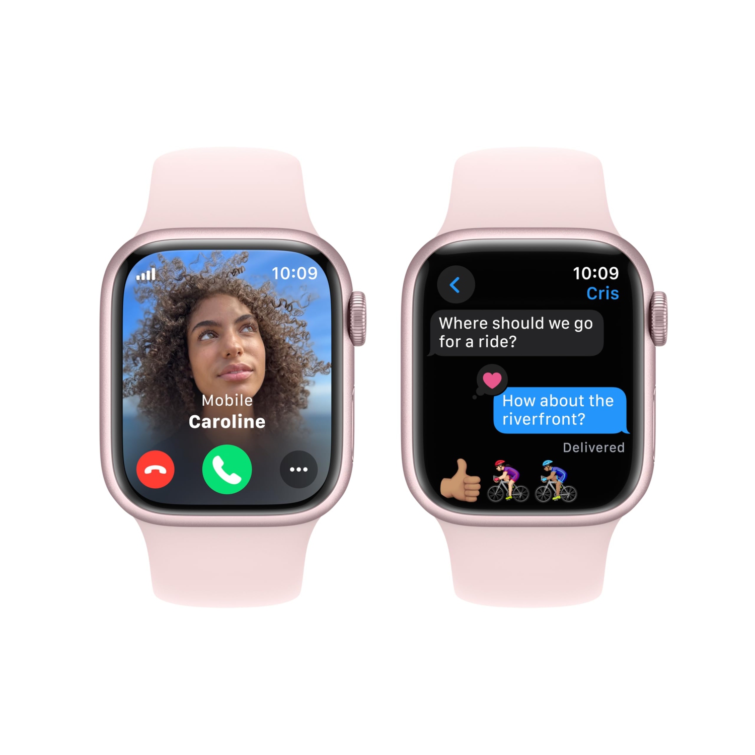Apple Watch Series 9 [GPS + Cellular 41mm] Smartwatch with Pink Aluminum Case with Pink Sport Band S/M.
