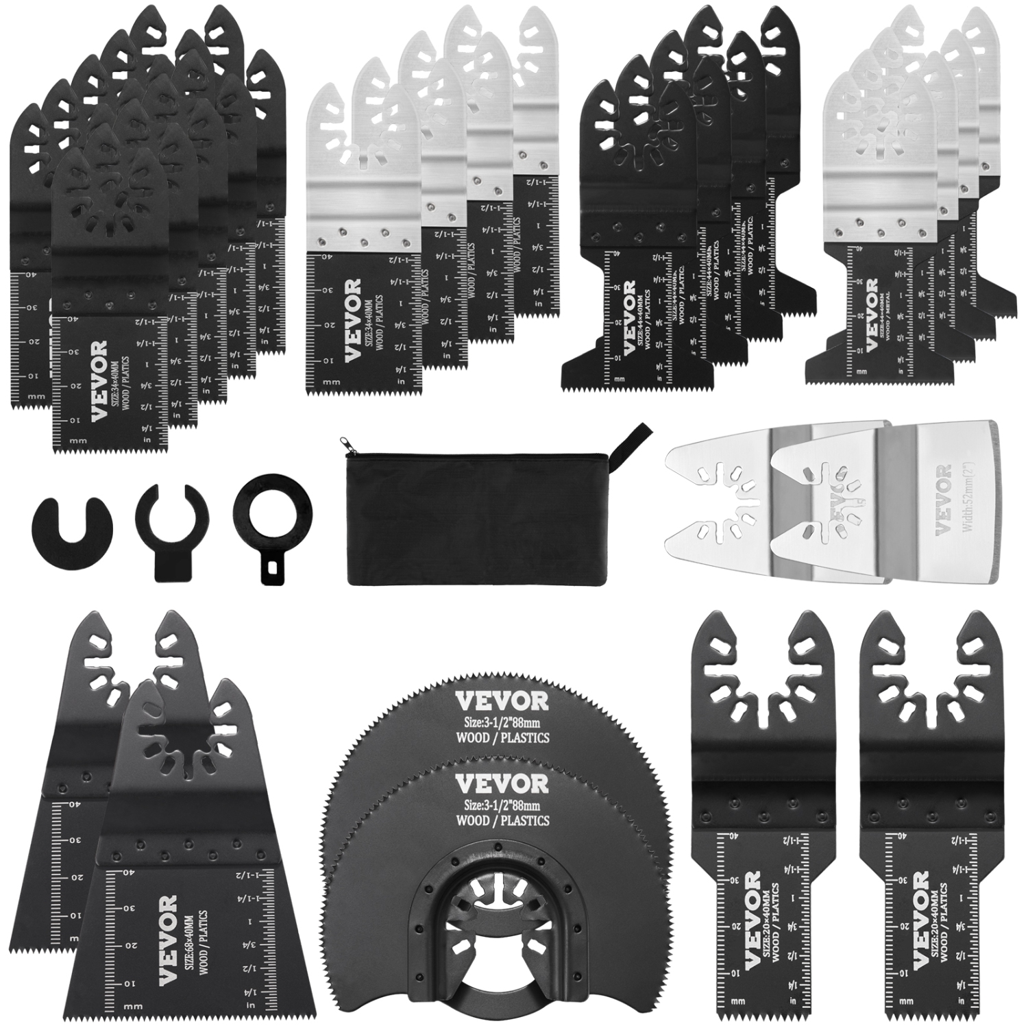 VEVOR 30PCS Multi Tool Blades Kits, Universal Quick Release Oscillating Saw Blades, 8 Types Wood Metal Plastic Oscillating Tool Blades, Fit Dewalt