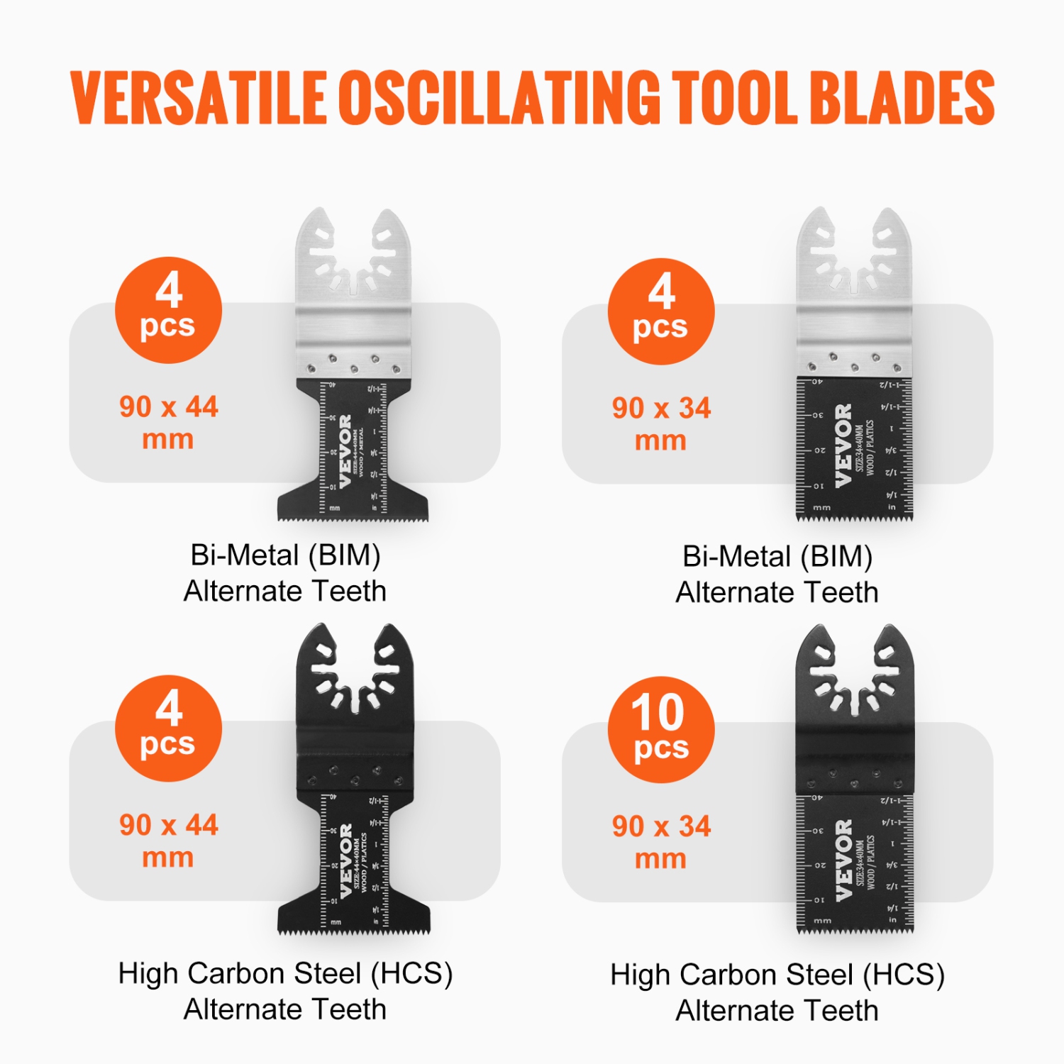 VEVOR 30PCS Multi Tool Blades Kits, Universal Quick Release Oscillating Saw Blades, 8 Types Wood Metal Plastic Oscillating Tool Blades, Fit Dewalt