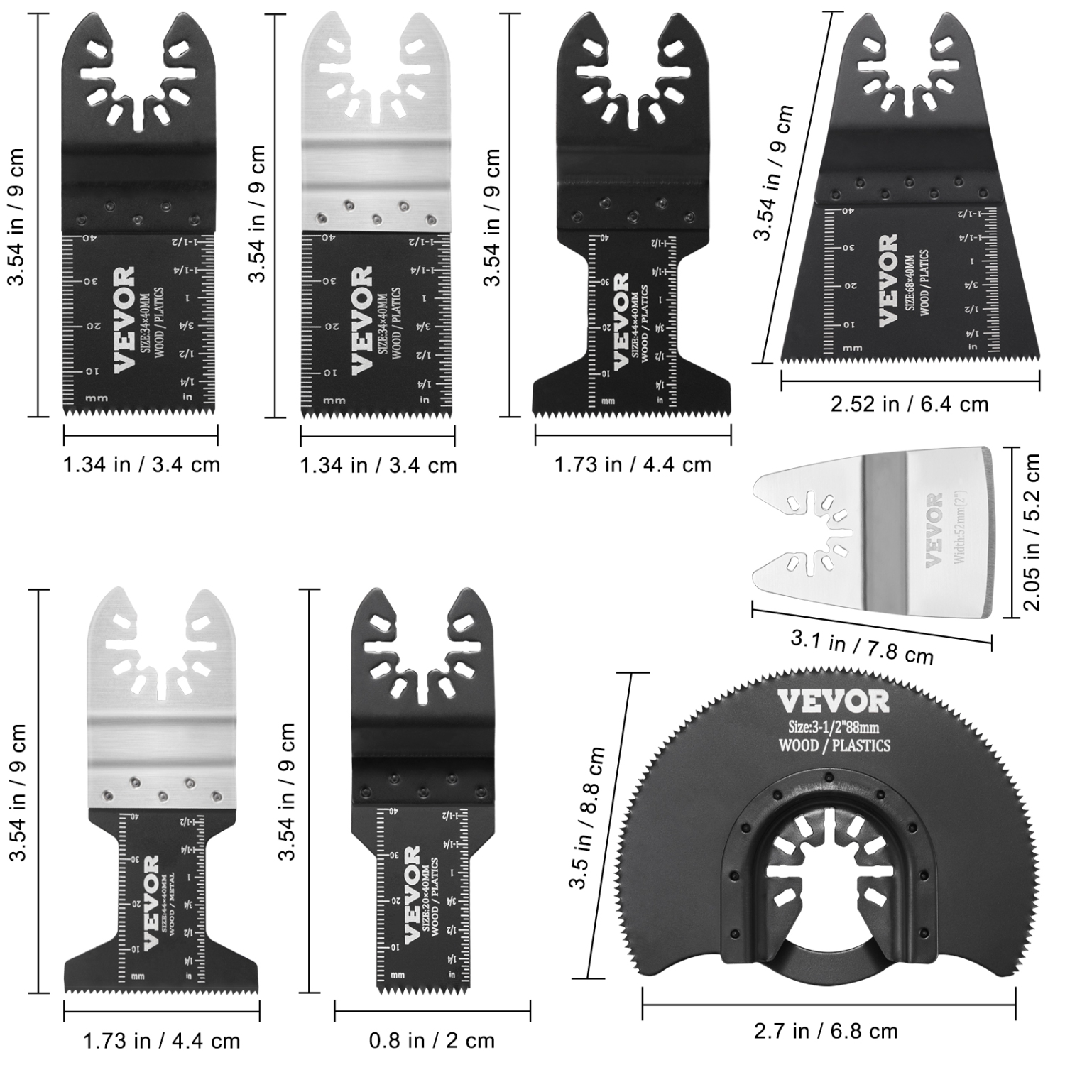 VEVOR 30PCS Multi Tool Blades Kits, Universal Quick Release Oscillating Saw Blades, 8 Types Wood Metal Plastic Oscillating Tool Blades, Fit Dewalt