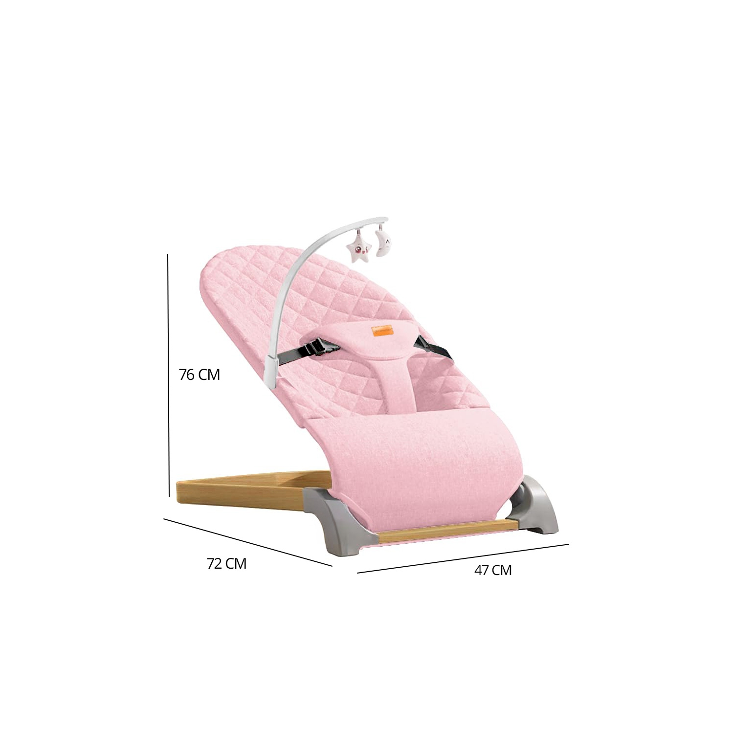 Greenwalnut Ergonomic Quilted Baby Bouncer & Rocker with Removable Toy Bar, Adjustable Safety Harness , Baby Bouncinette
