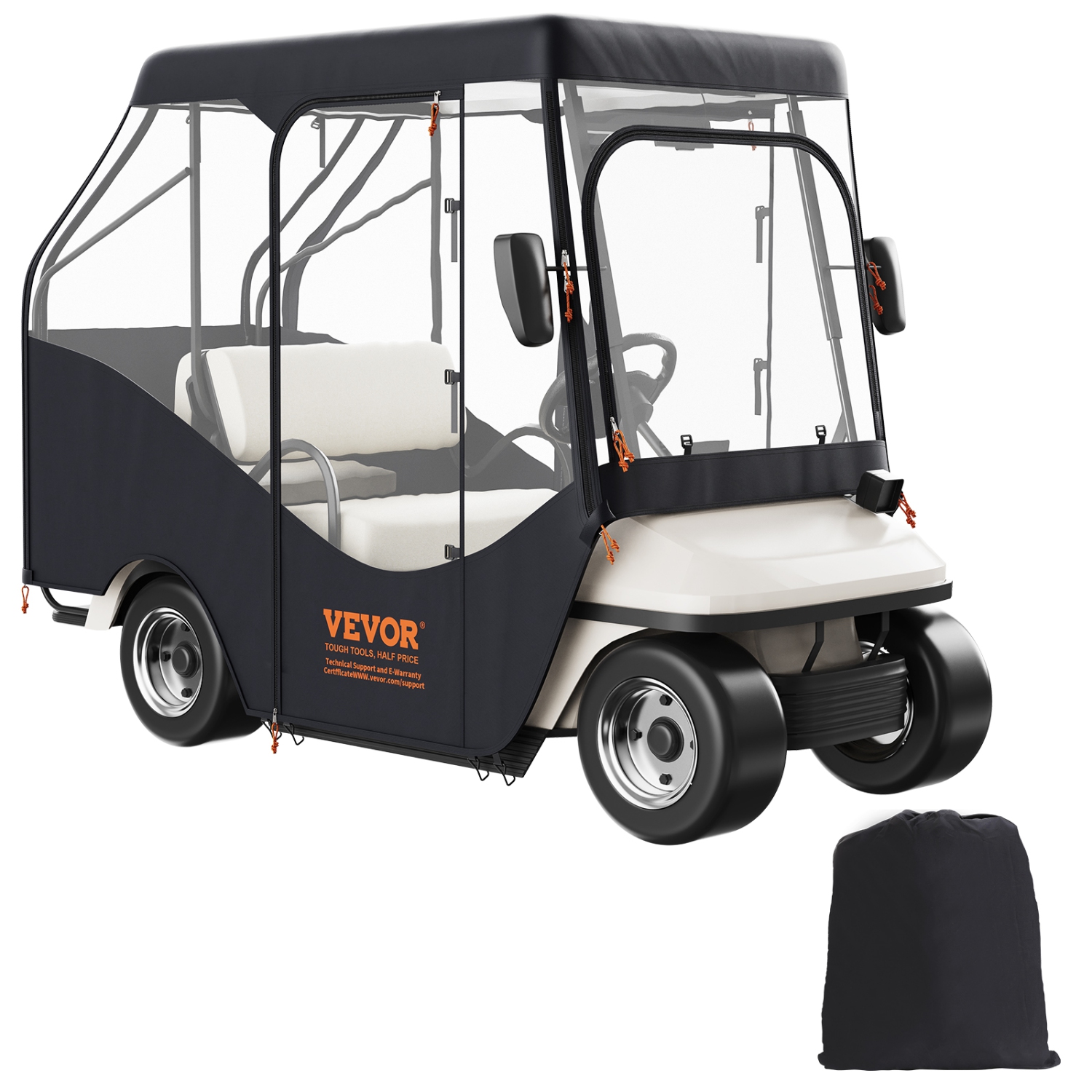VEVOR Golf Cart Enclosure, 420D Polyester Driving Enclosure with 4-Sided Transparent Windows,4 Passenger Club Car Covers Universal Fits for Most