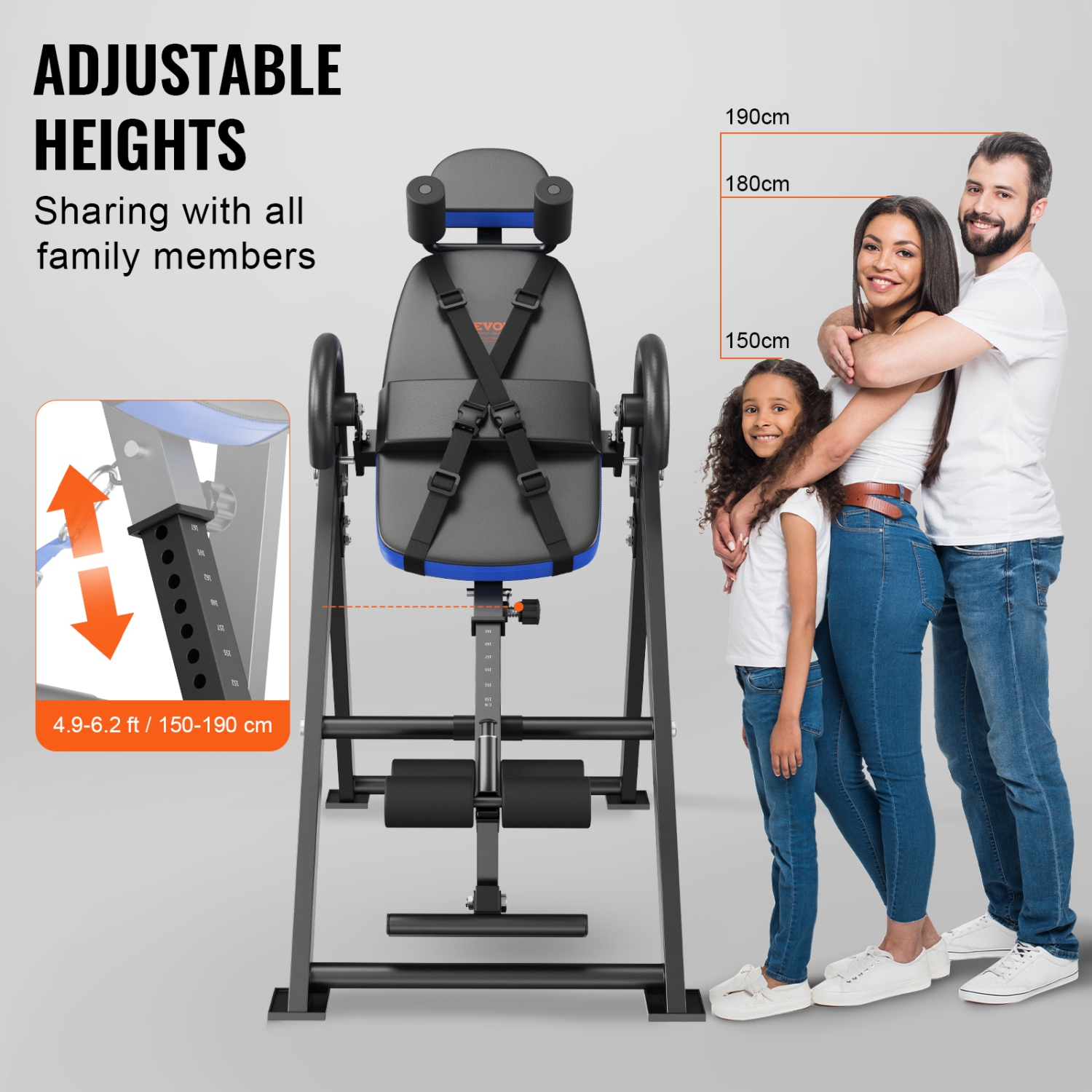 VEVOR Inversion Table, 300 lbs Capacity Heavy Duty Inversion Table, Decompression Back Stretcher Machine, Strength Training Equipment with Headrest,