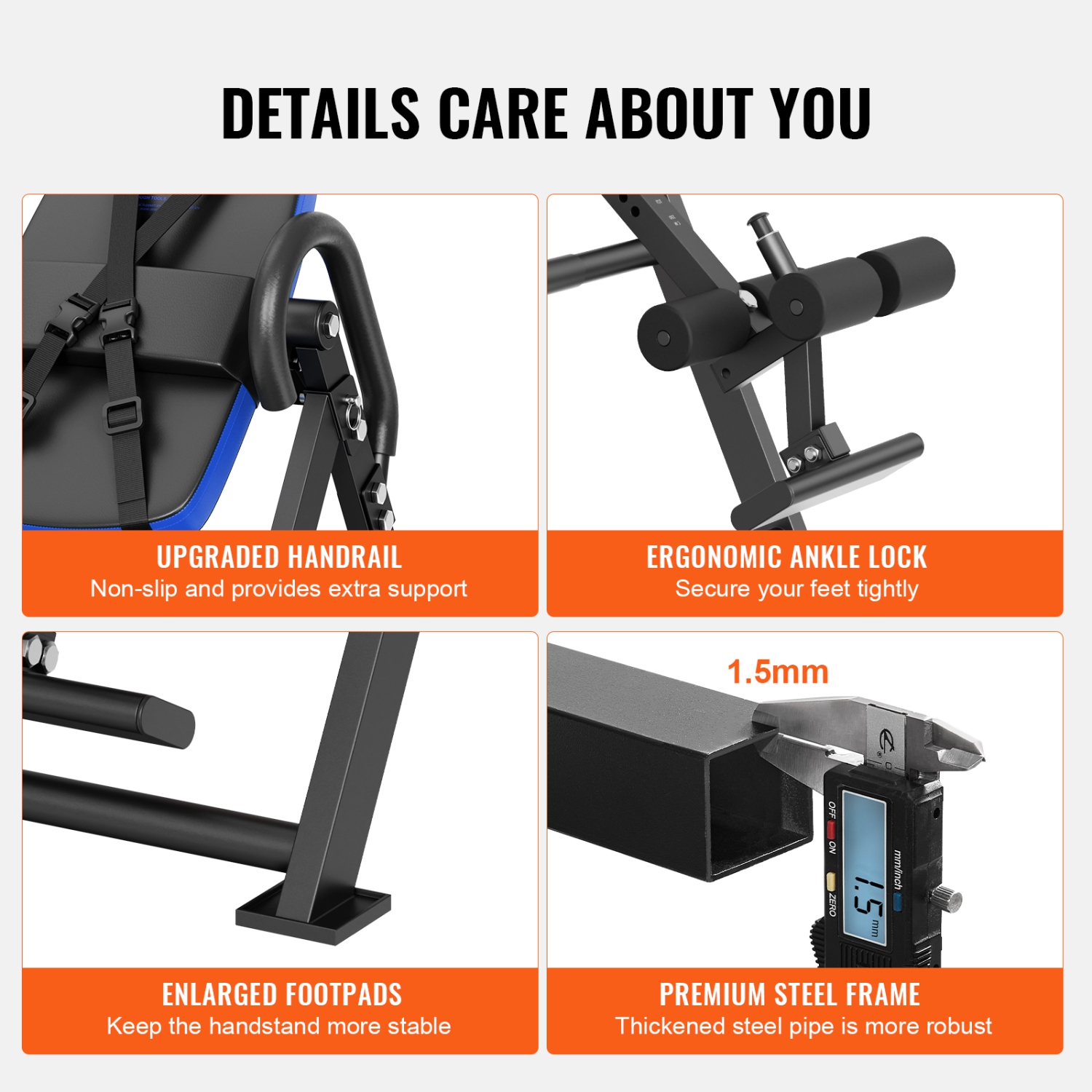 VEVOR Inversion Table, 300 lbs Capacity Heavy Duty Inversion Table, Decompression Back Stretcher Machine, Strength Training Equipment with Headrest,