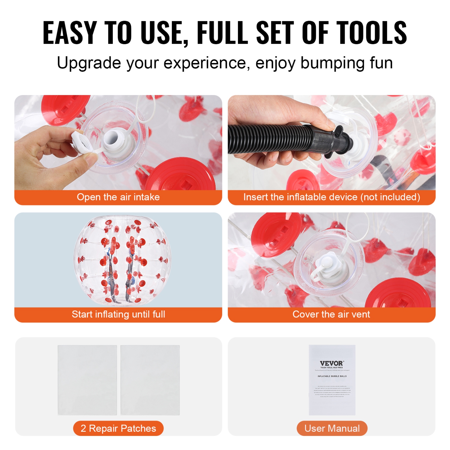 Paquet de 1 balles gonflables VEVOR, 4 pi/1,2&nbsp;M Body Sumo Zorb Balles pour adolescents et adultes, 0,8&nbsp;mm Hamster humain en PVC épais pour