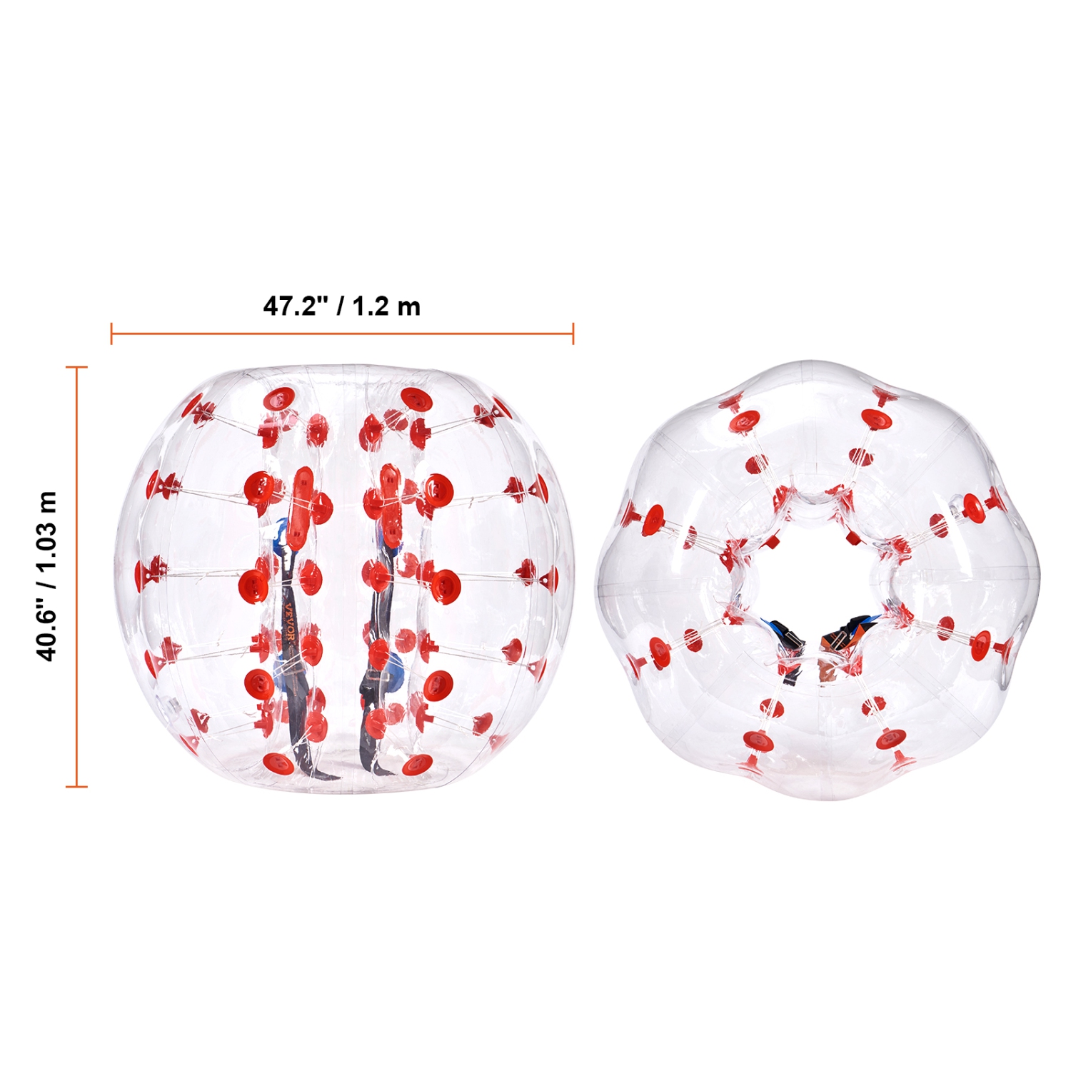 Paquet de 1 balles gonflables VEVOR, 4 pi/1,2&nbsp;M Body Sumo Zorb Balles pour adolescents et adultes, 0,8&nbsp;mm Hamster humain en PVC épais pour