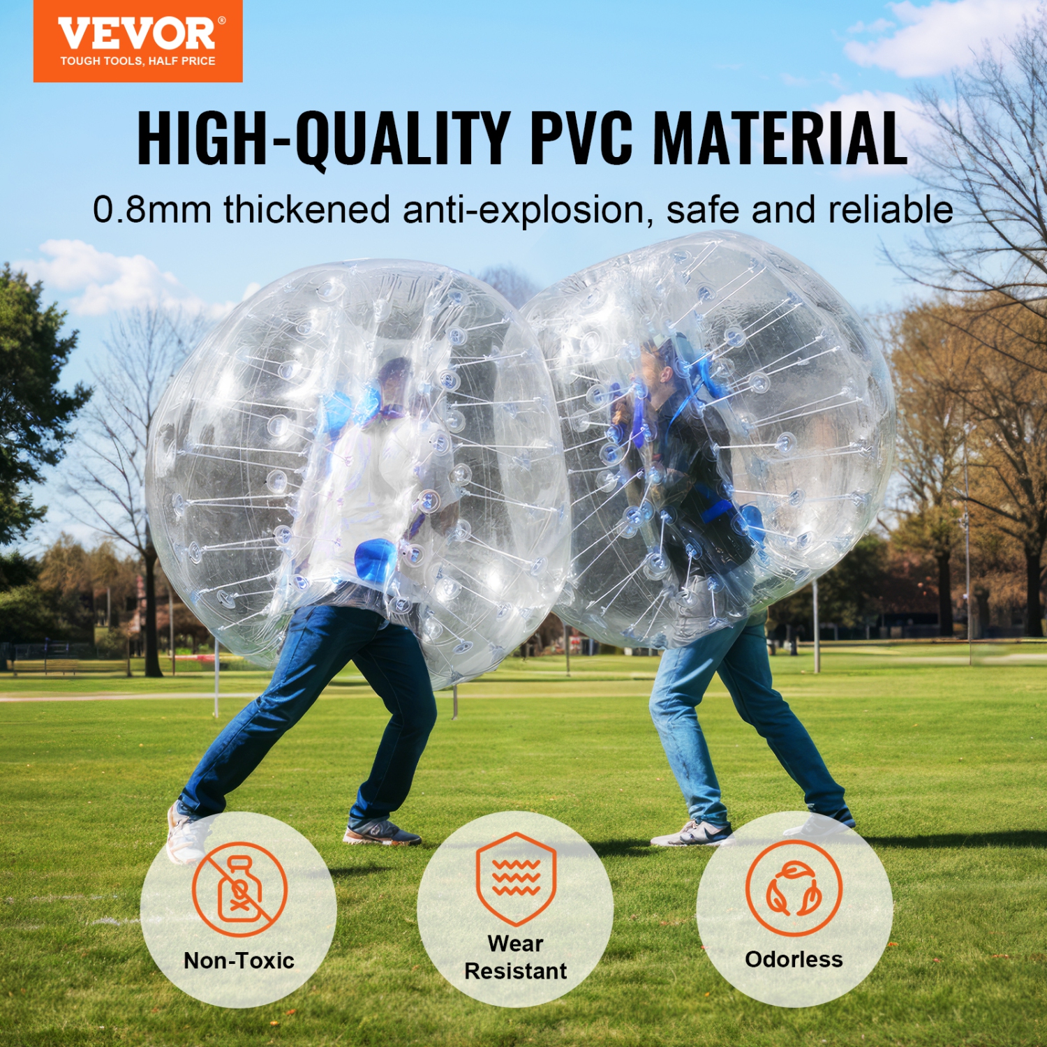VEVOR 2-Pack Inflatable Bumper Balls , 4FT/1.2M Body Sumo Zorb Balls for Teen & Adult, 0.8mm Thick PVC Human Hamster Bubble Balls for Outdoor Team