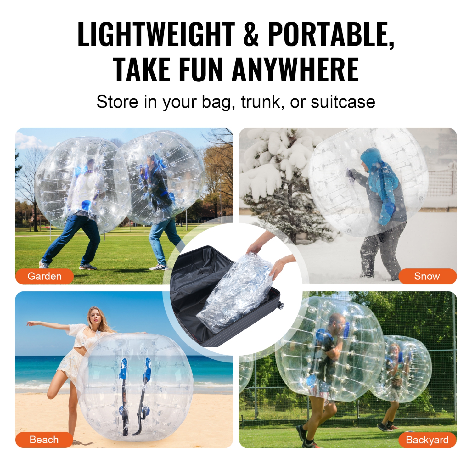 VEVOR 2-Pack Inflatable Bumper Balls , 4FT/1.2M Body Sumo Zorb Balls for Teen & Adult, 0.8mm Thick PVC Human Hamster Bubble Balls for Outdoor Team