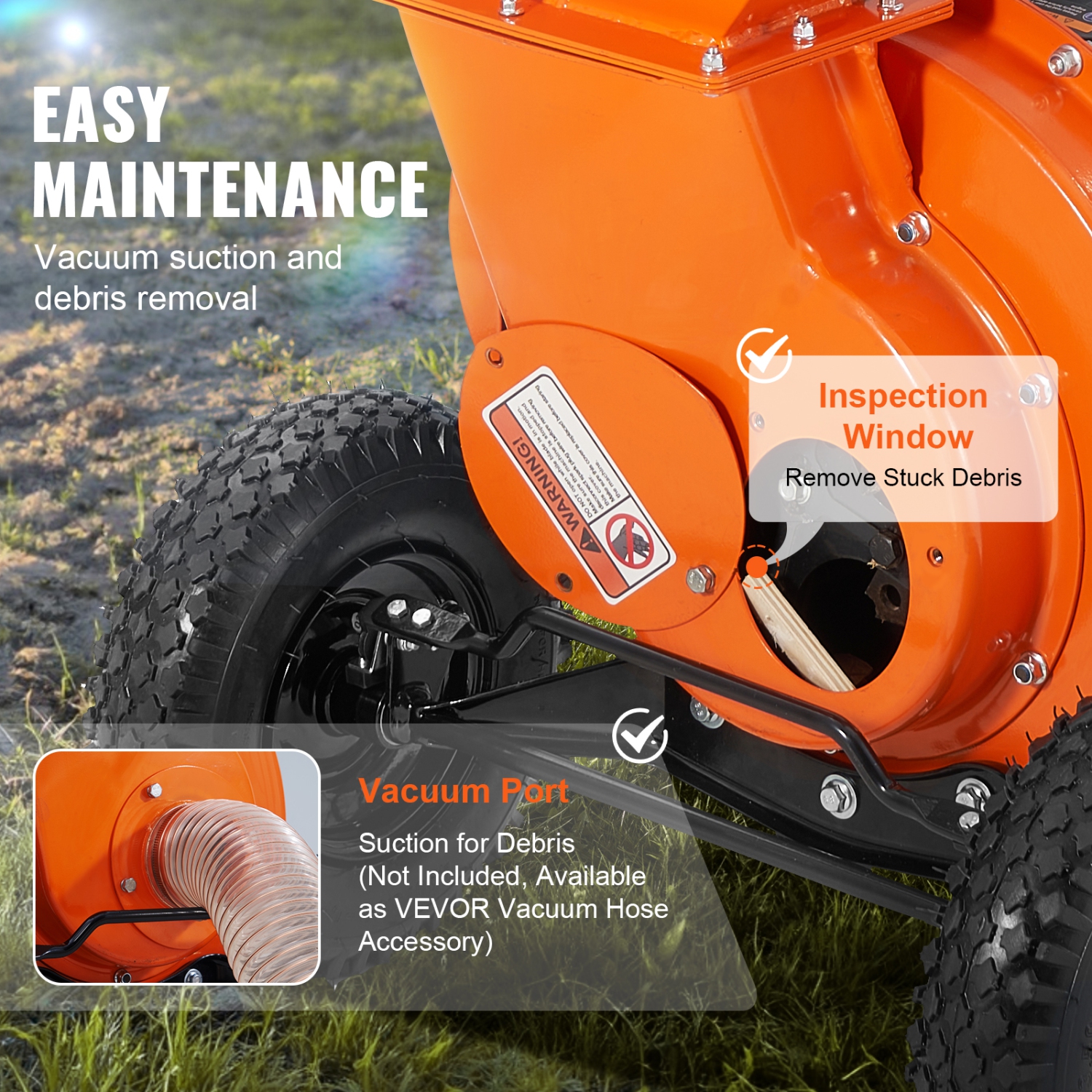 VEVOR Wood Chipper Shredder Mulcher, 7HP Heavy Duty Gas Powered Engine, 3” Max Diameter 212cc 4.1 kW, 4-Stroke 3-in-1 Woodchipper, Fast Chipping