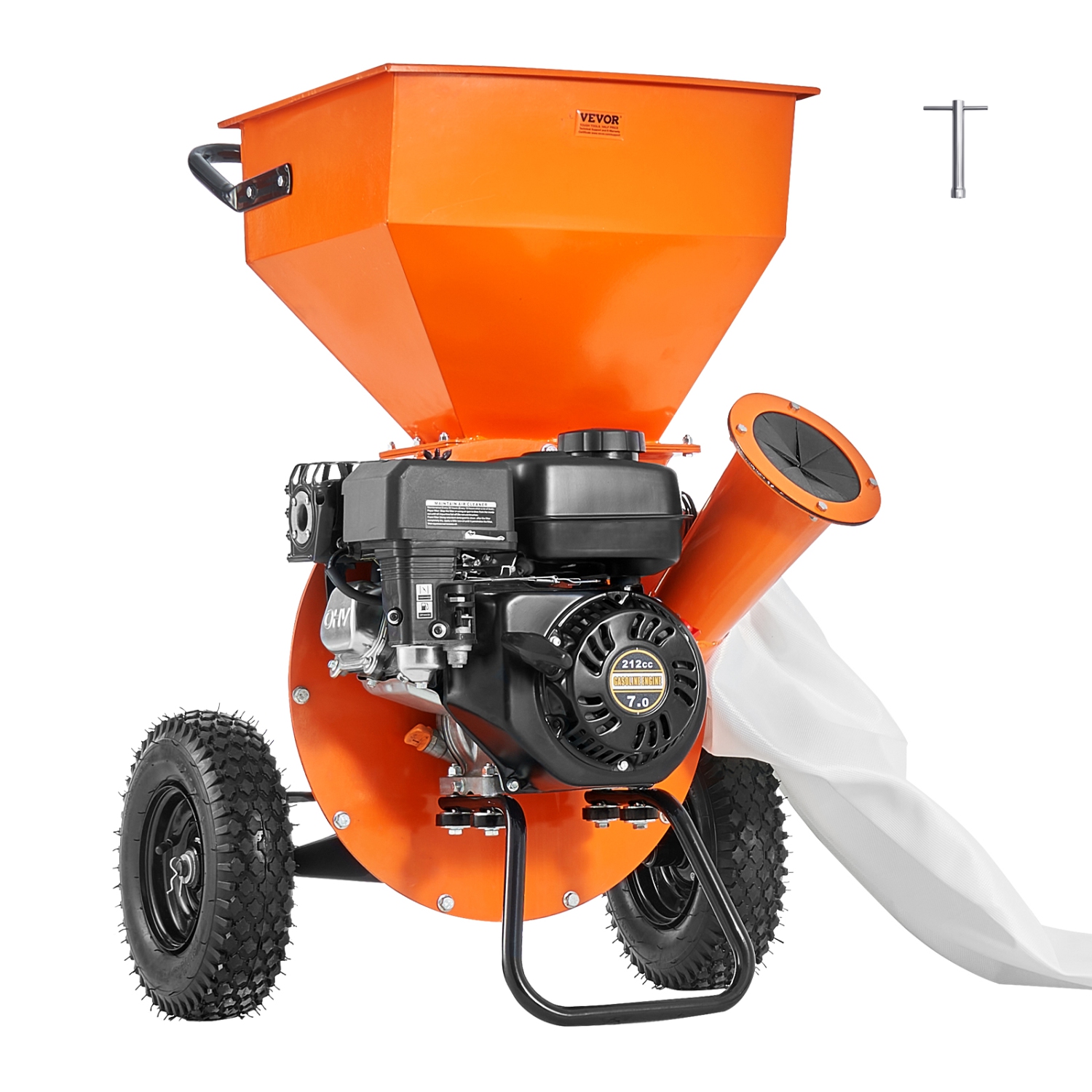 VEVOR Wood Chipper Shredder Mulcher, 7HP Heavy Duty Gas Powered Engine, 3” Max Diameter 212cc 4.1 kW, 4-Stroke 3-in-1 Woodchipper, Fast Chipping