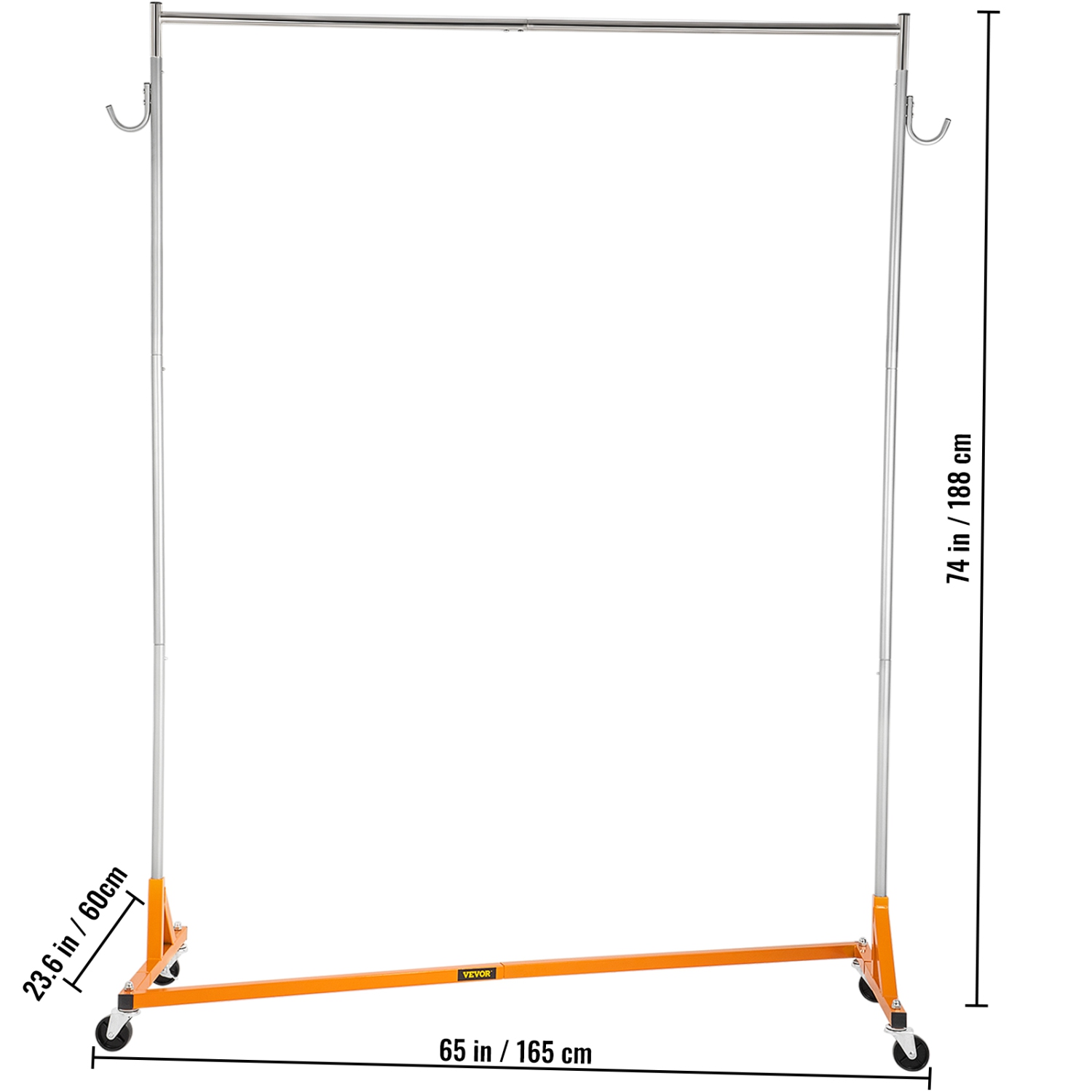 VEVOR Z Rack, Industrial Grade Z Base Garment Rack, Height Adjustable Rolling Z Garment Rack, Sturdy Steel Z Base Clothing Rack with Lockable