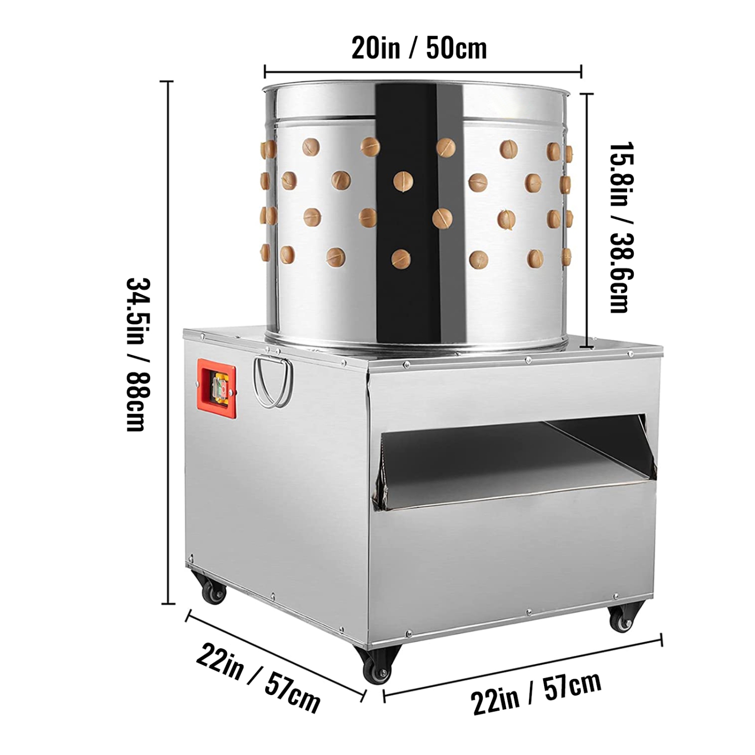 VEVOR 50cm Turkey Chicken Plucker Plucking Machine, Poultry De-Feather Stainless Steel