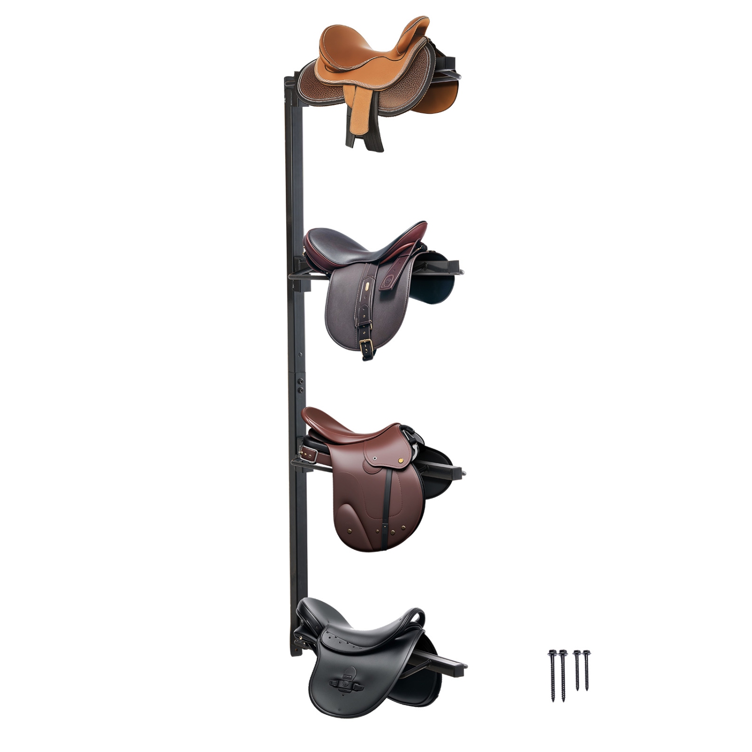 VEVOR 24 x 7 x 52 in Wall Mount Saddle Rack, Four Tiers Horse Saddle Storage Rack, Heavy Duty Equestrian Western and English Saddle Stand, Horse