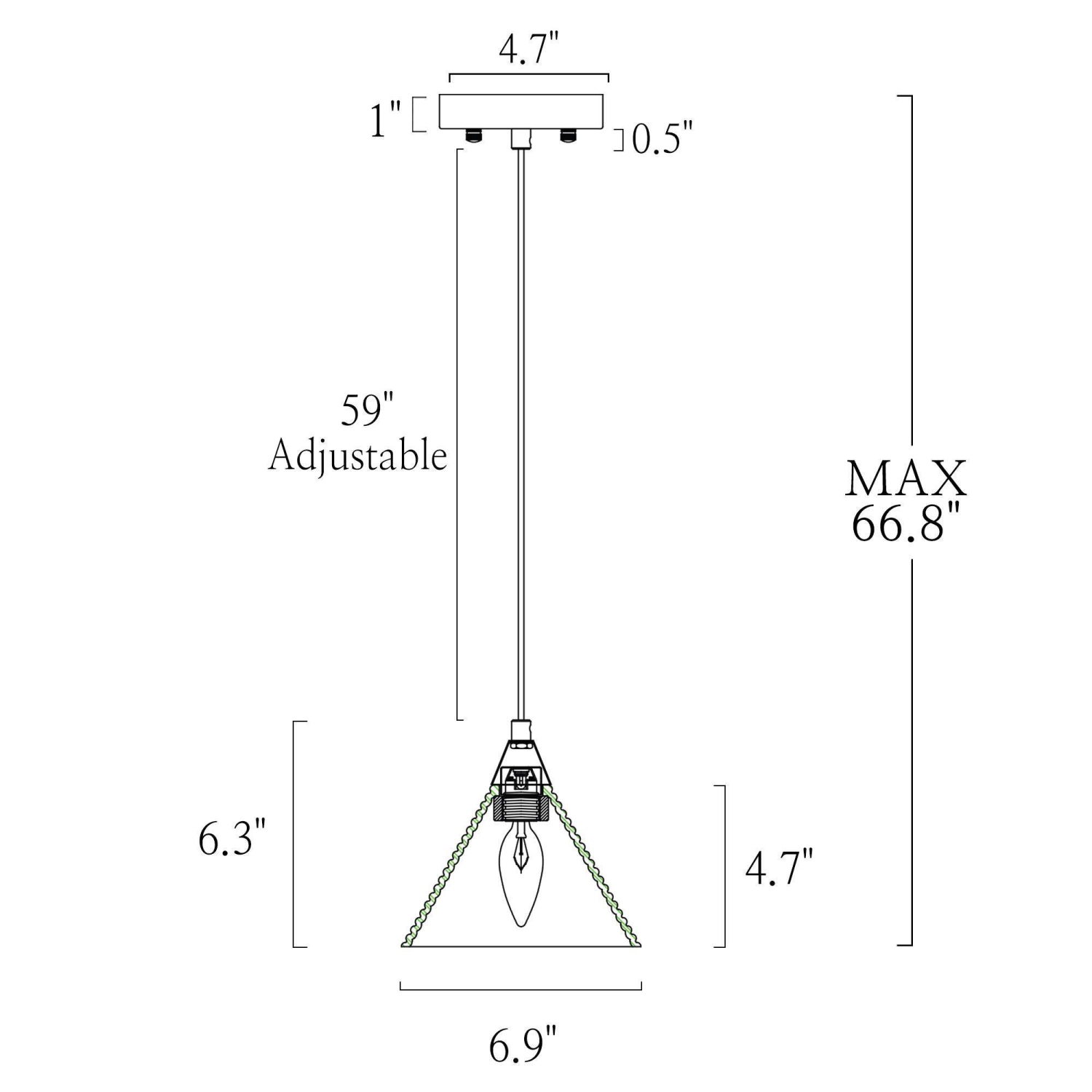 Modern Kitchen Island Pendant Light 1-Light Black & Gold Pendant Light with Water-Rippled Glass Shade