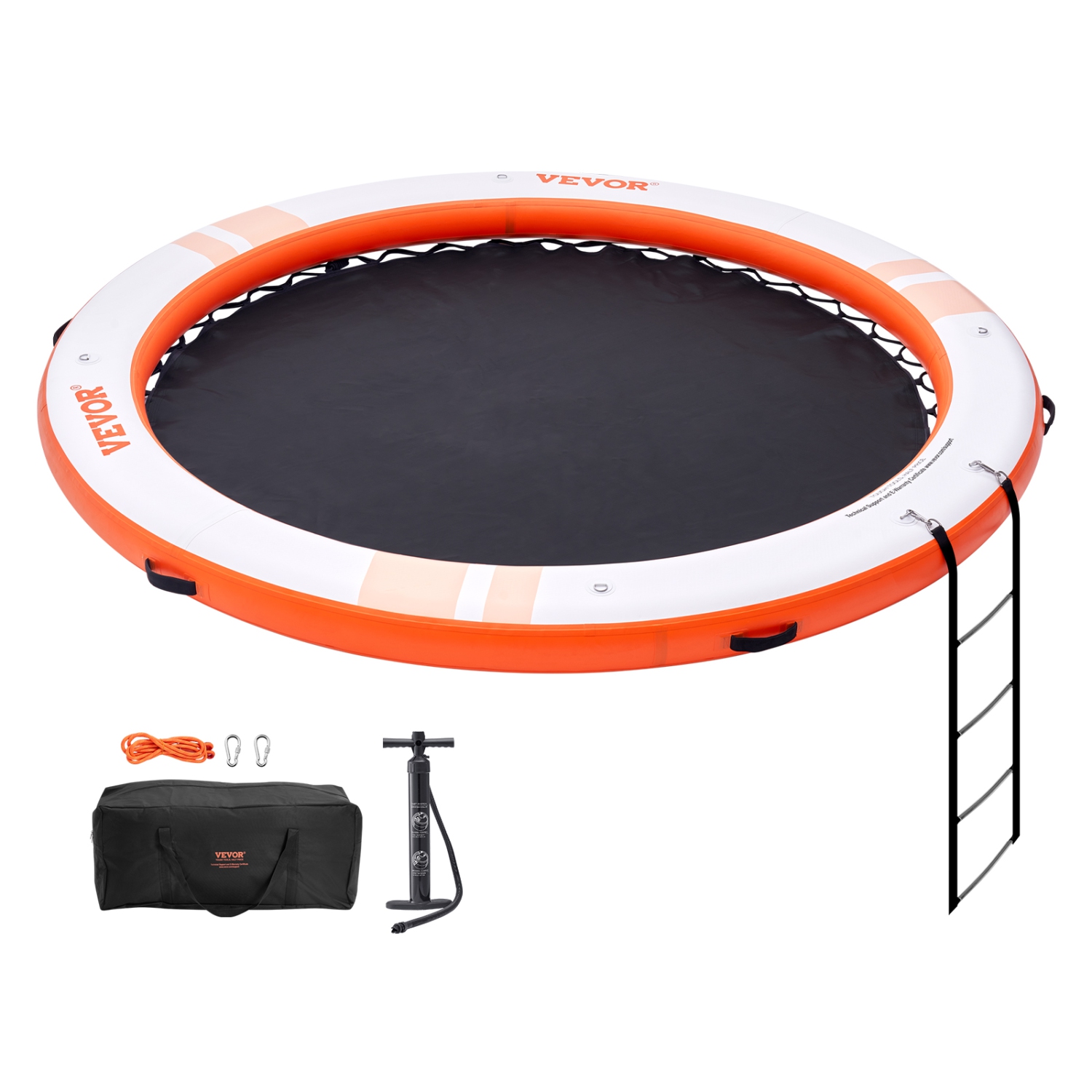 VEVOR ø10FT Inflatable Floating Dock, Inflatable Dock Platform with ø8FT Trampoline Mesh Pool, Non-Slip Floating Platform Water Mat with Portable Bag