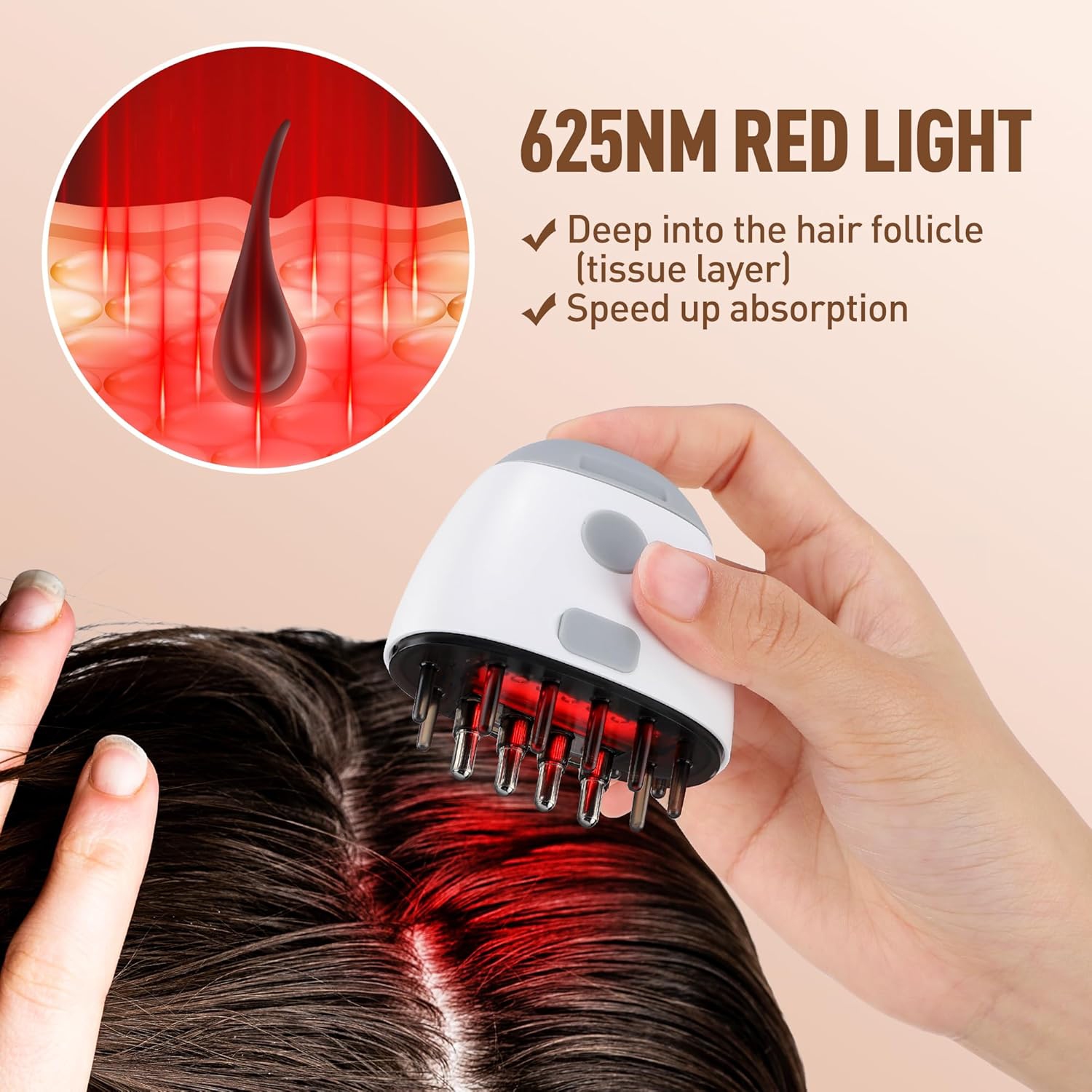 Electric Scalp Brush,Hair Oil Applicator for Scalp,Hair Scalp Vibration Hair Growth Red Light Scalp Stimulator Liquid Dispenser for Head