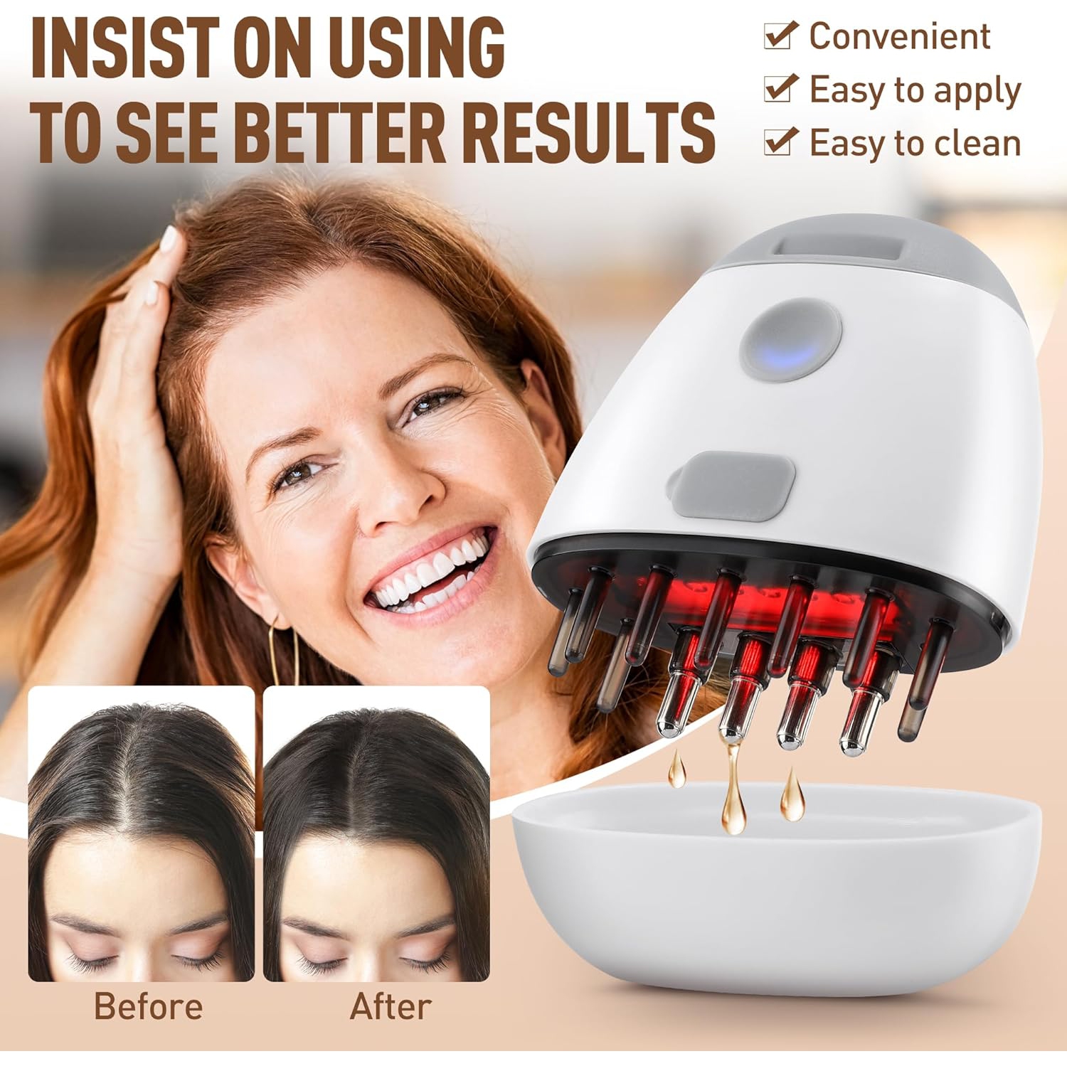 Electric Scalp Brush,Hair Oil Applicator for Scalp,Hair Scalp Vibration Hair Growth Red Light Scalp Stimulator Liquid Dispenser for Head