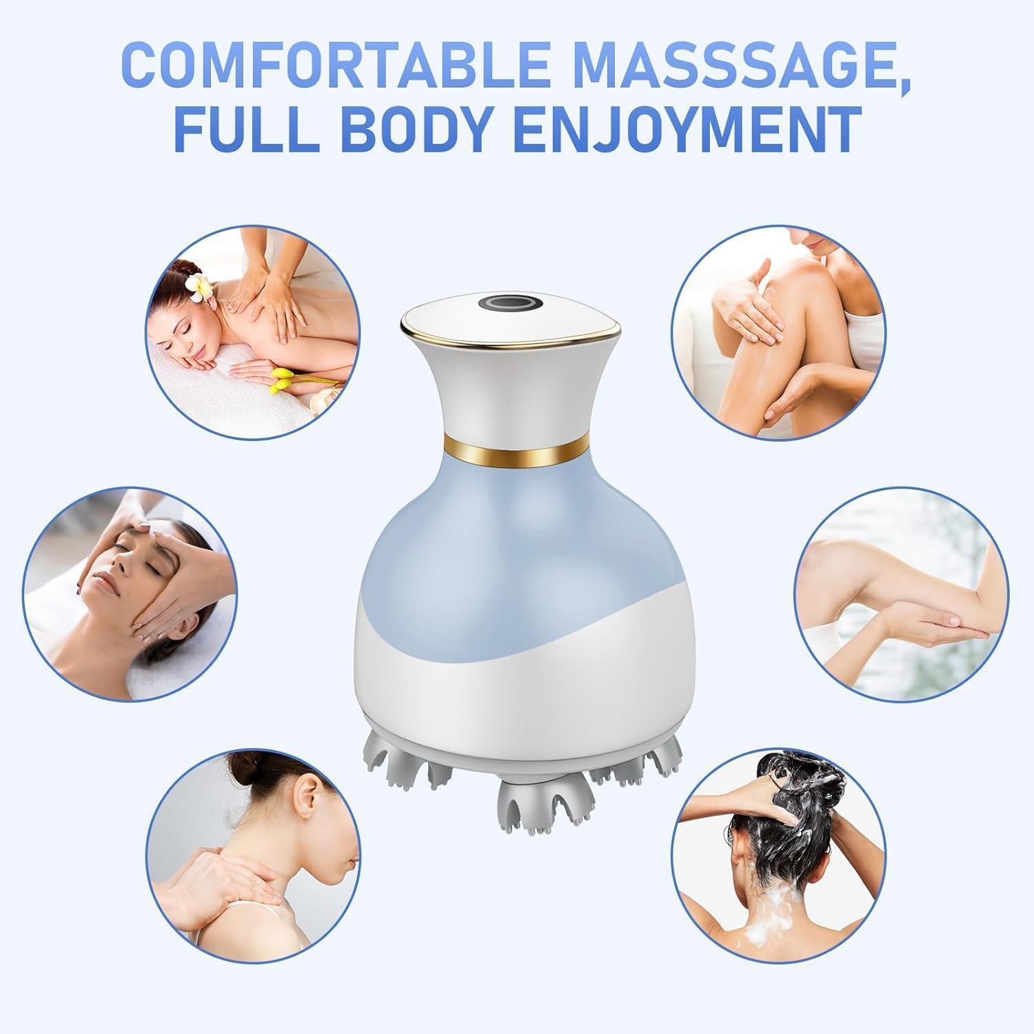 Electric Cordless Hair Scalp Massager with Kneading Massage Nodes,Handheld Portable Head Scratcher Massager,Head Massager for Hair Growth & Stress