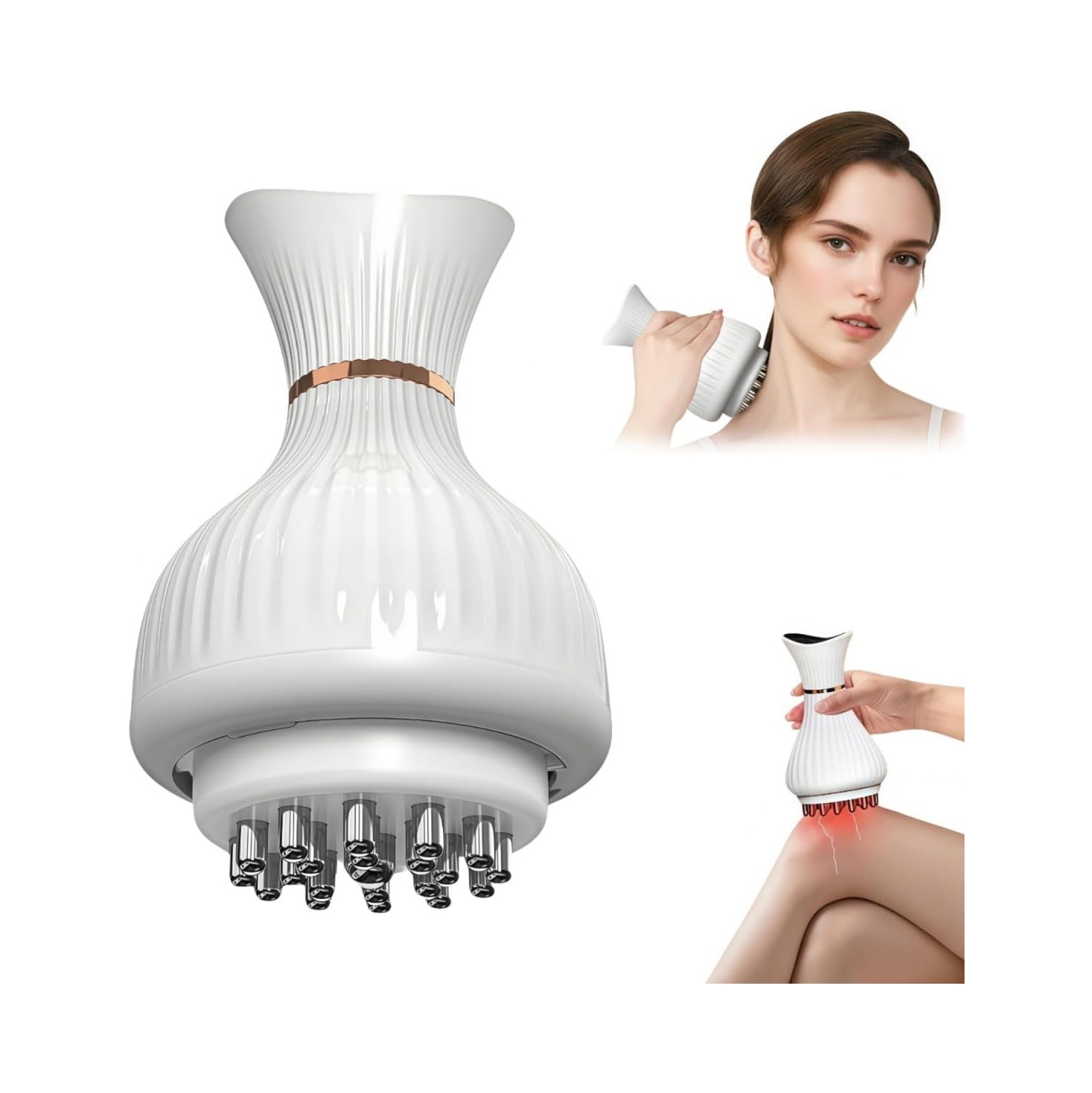 4 in 1 Leg Massager for Lymphatic Drainage,Handheld Cleanse Leg Massager for Edema,Rechargeable Heating Vibration & Adjustable Speed Massager for