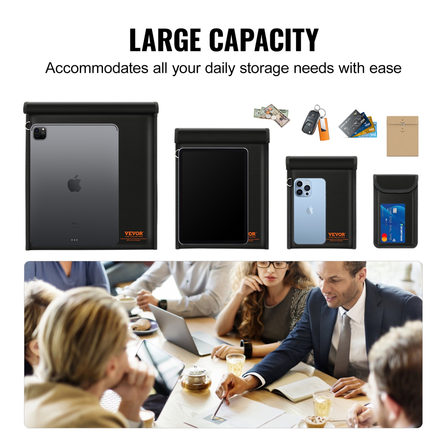 Paquet de 4 sacs Faraday VEVOR, pochette Faraday pour portable, tablette (13 x 10,2&nbsp;po), téléphone (7,87 x 4,7&nbsp;po) et radio (10 x