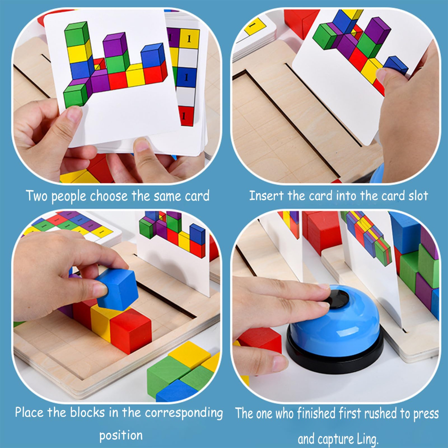 Casse-tête de blocs de construction en bois Double Battle, jouet éducatif Intelligence Game Logic