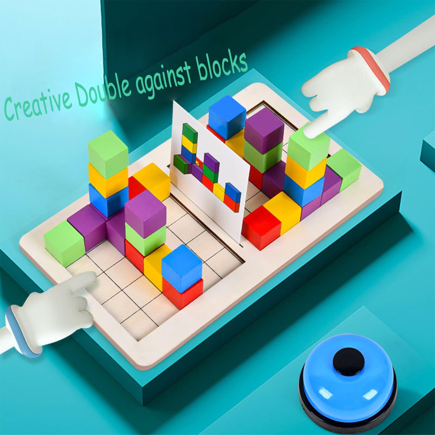 Casse-tête de blocs de construction en bois Double Battle, jouet éducatif Intelligence Game Logic