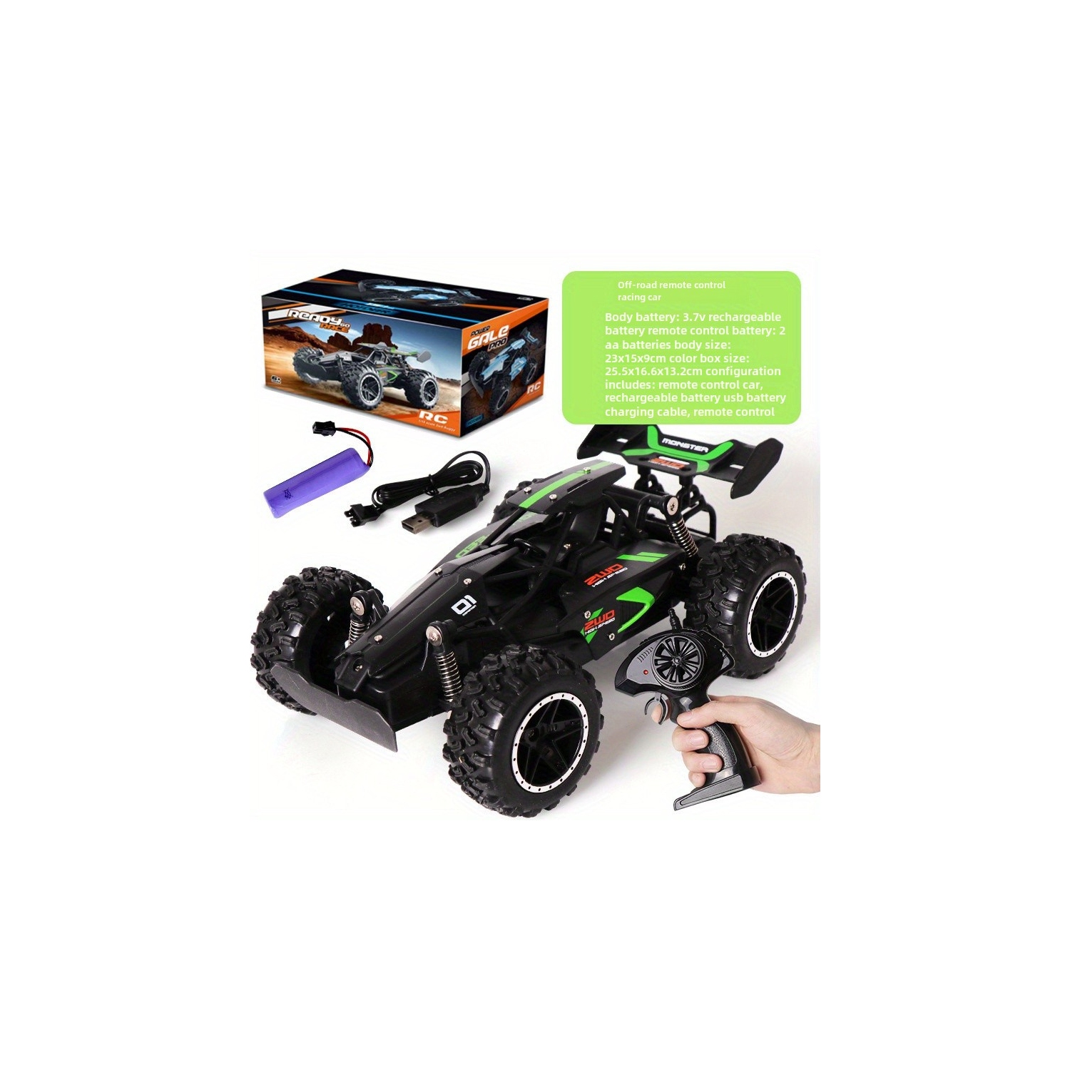 Voiture tout-terrain télécommandée, voiture haute vitesse d'entrée de gamme, voiture téléguidée rechargeable, cadeau pour garçons et filles