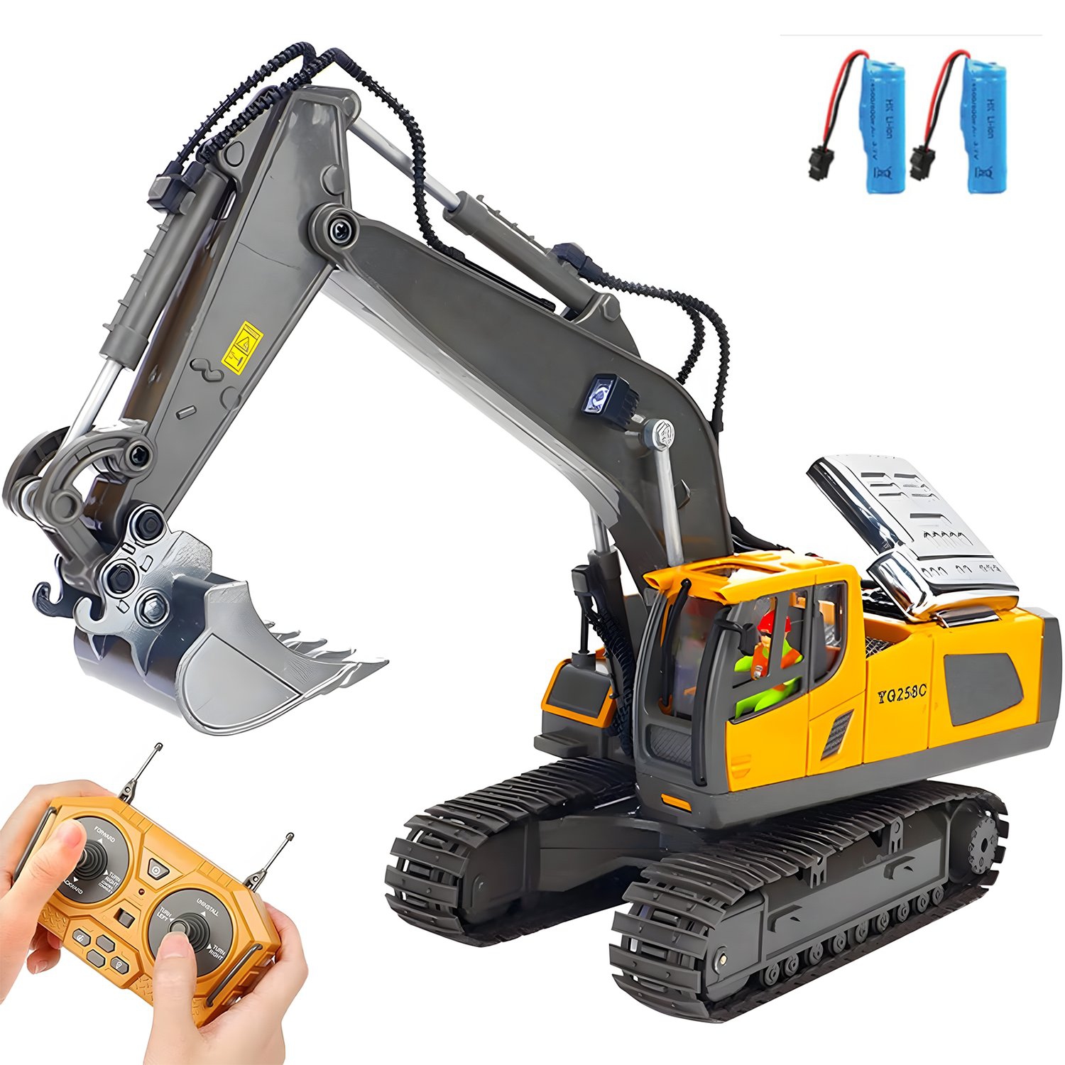 11-Channel Remote Control Excavator Toy, Excavator with Light and Sound, Suitable for 4-13 Years Old Boy Gift