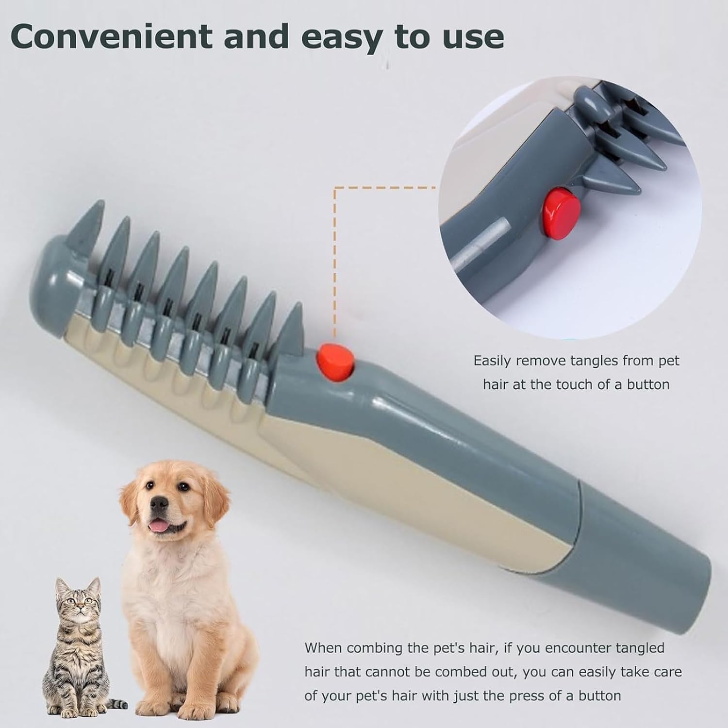 Pets Hair & Knot Out Removal Pet Grooming Comb,2-In-1 Trimming & Grooming Pets Brush for Dogs & Cats(1PCS)