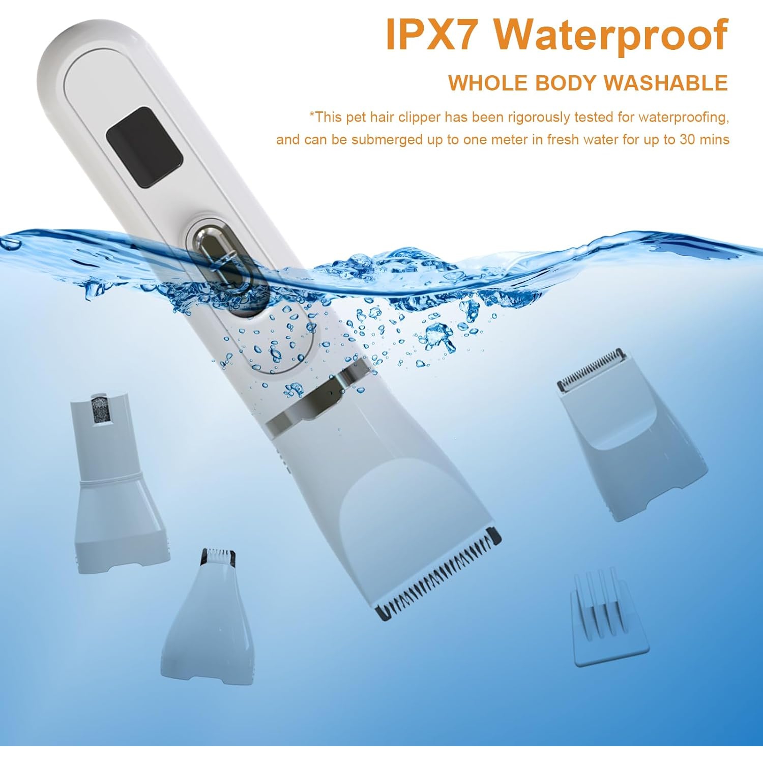 4-in-1 Dog Grooming Kit,Rechargeable Dog Hair Clipper with LED Display,Low Noise Electric Dog Paw Trimmer & Nail Grinder,Cordless Pet Shaver for Cats