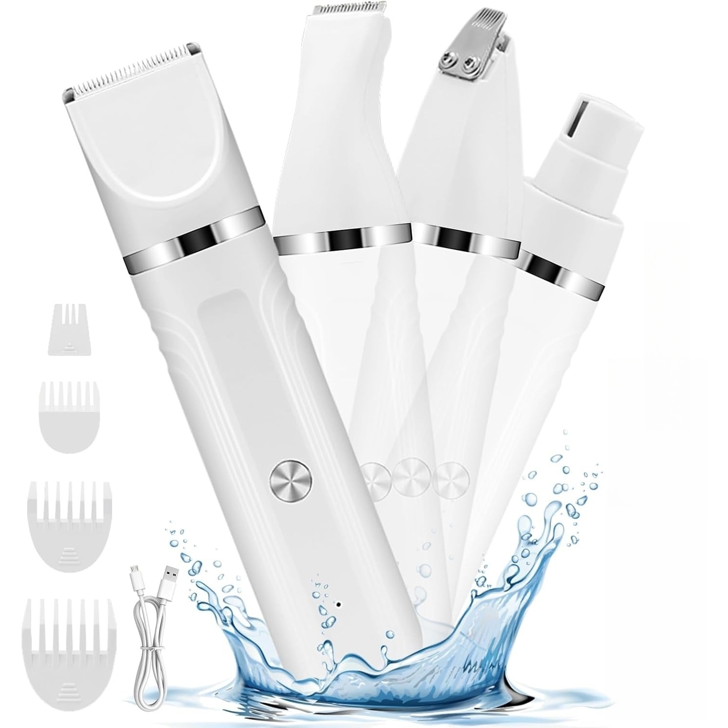 Dog Grooming Kit,Cordless Dog Clippers for Grooming,Low Noise Dogs Paw Electric Trimmer,Cat Hair Clipper Kit with Nail Grinder,Rechargeable Pet Hair