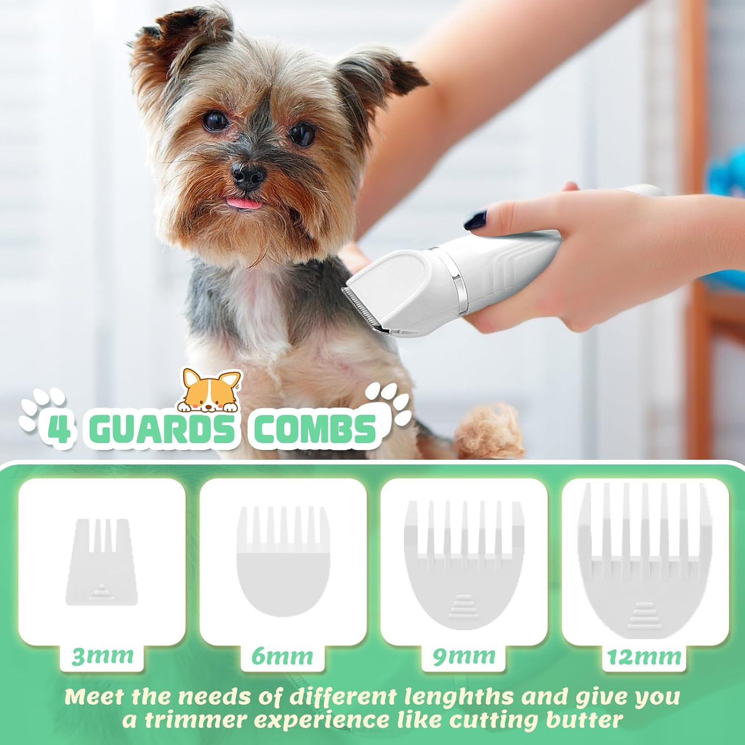 Dog Grooming Kit,Cordless Dog Clippers for Grooming,Low Noise Dogs Paw Electric Trimmer,Cat Hair Clipper Kit with Nail Grinder,Rechargeable Pet Hair