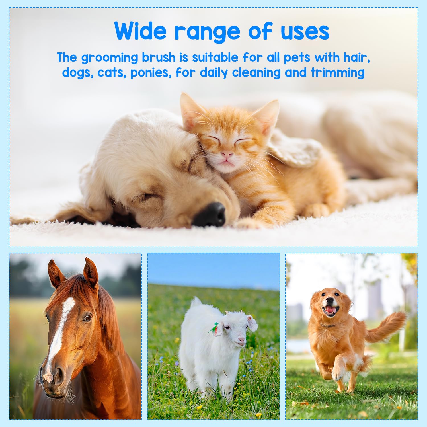1PCS Brosse à lisser, brosse de toilettage pour animaux de compagnie, mini brosse à lisser pour chats chiens lapins chevaux