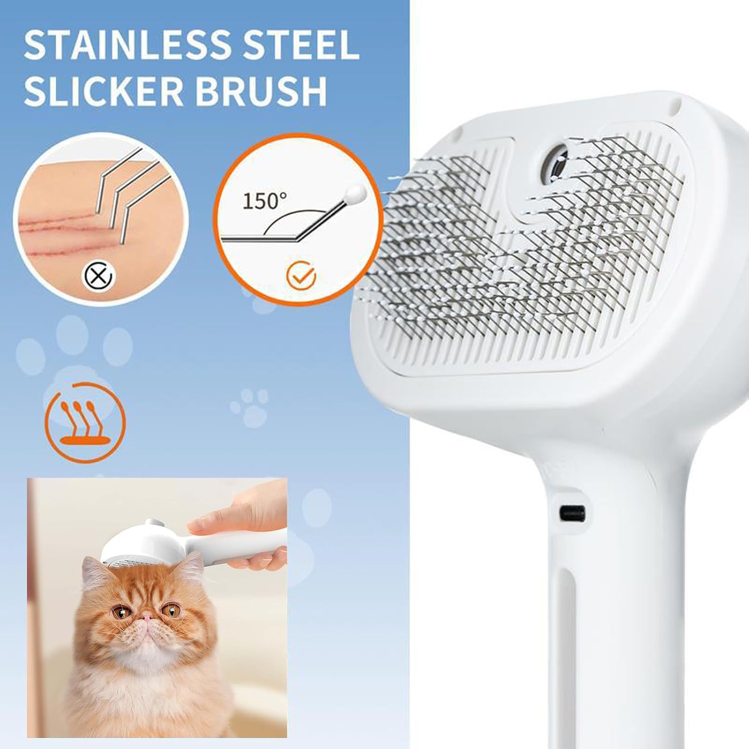 1PCS Steam Brush for Dogs,Pets Grooming Brush,Pet Mist Massage Brush,Spray Hair Removal Comb,Steam Brushes for Shedding with Water Tank & Release