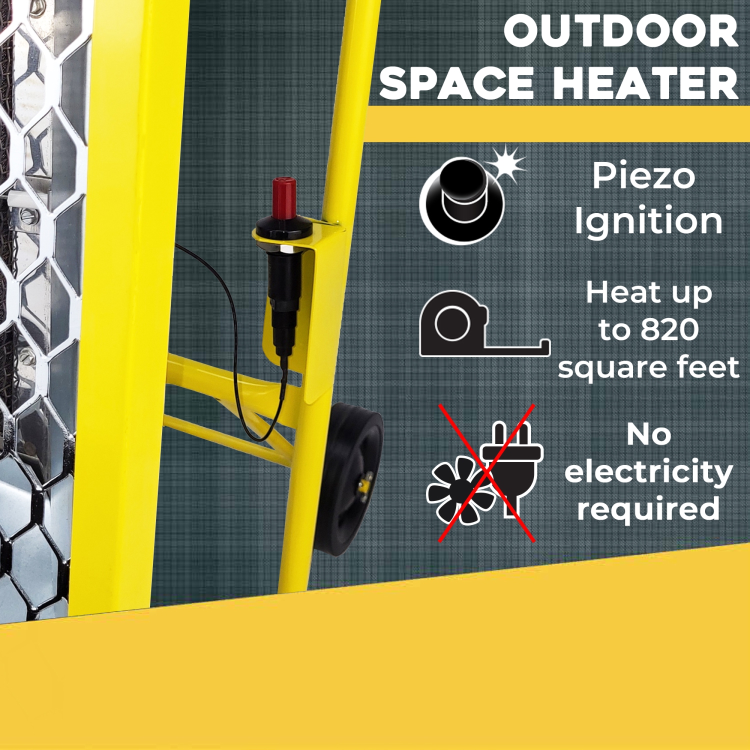 Martin GF35LP Construction Radiant Heater - 35,000 BTU Portable Infrared Panel Heater on Wheels, Propane Gas Powered; for Outdoor Use, Jobsite, Work