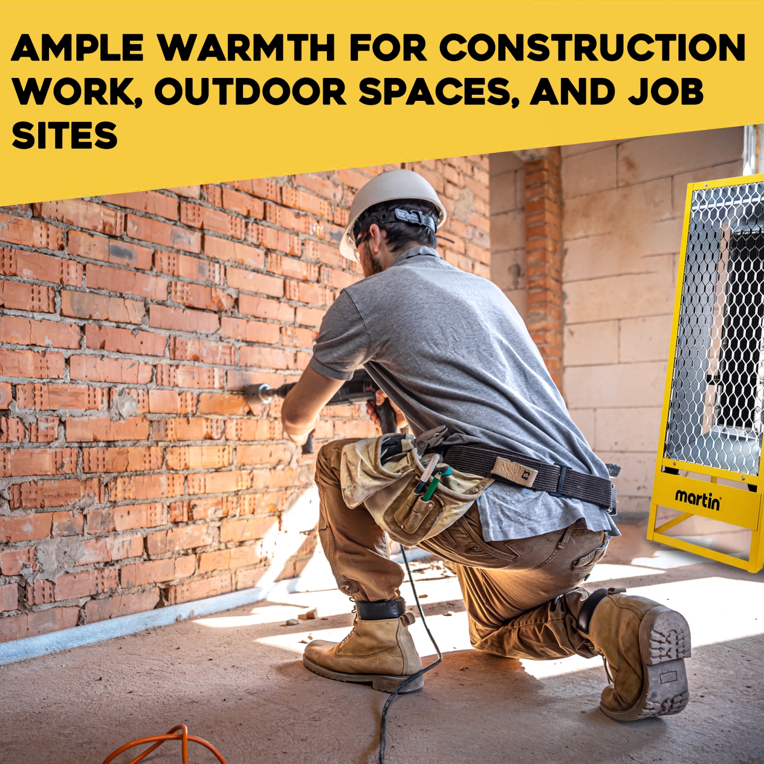 Martin GF35LP Construction Radiant Heater - 35,000 BTU Portable Infrared Panel Heater on Wheels, Propane Gas Powered; for Outdoor Use, Jobsite, Work