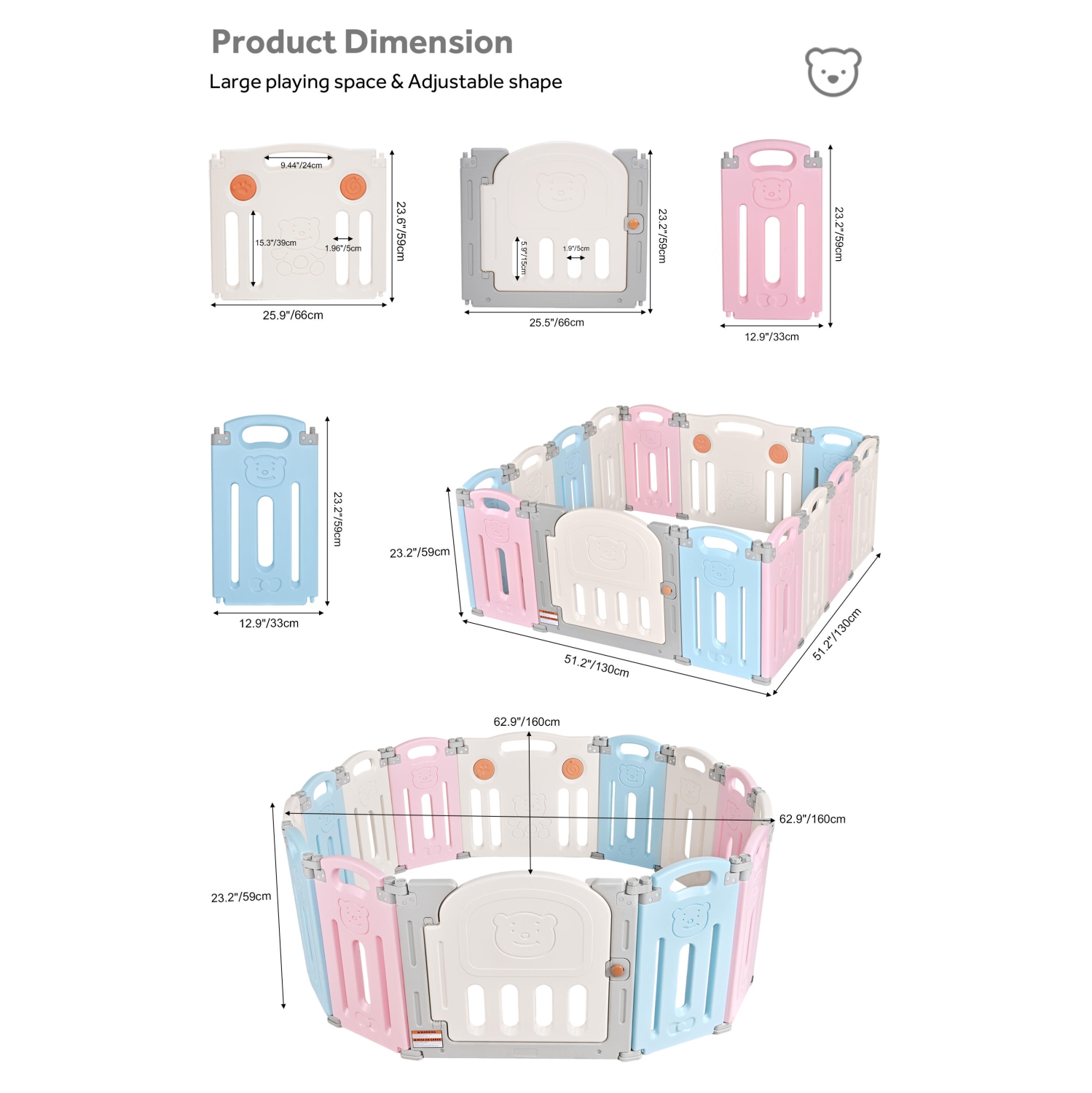 Parc pour bébé à 14 panneaux, Centre d'activités pour enfants Baby Fence, barrières de sécurité pour bébé pour intérieur extérieur