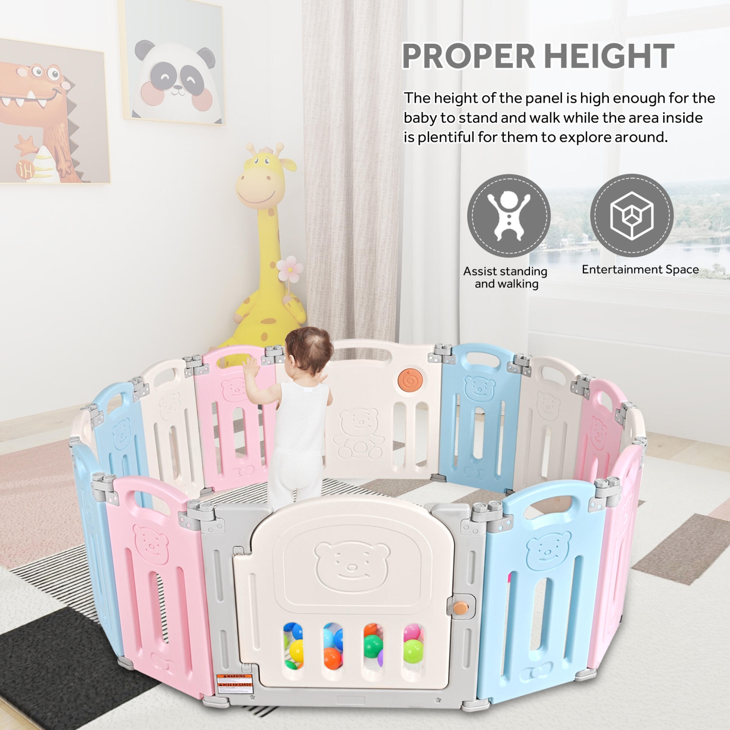 Parc pour bébé à 14 panneaux, Centre d'activités pour enfants Baby Fence, barrières de sécurité pour bébé pour intérieur extérieur